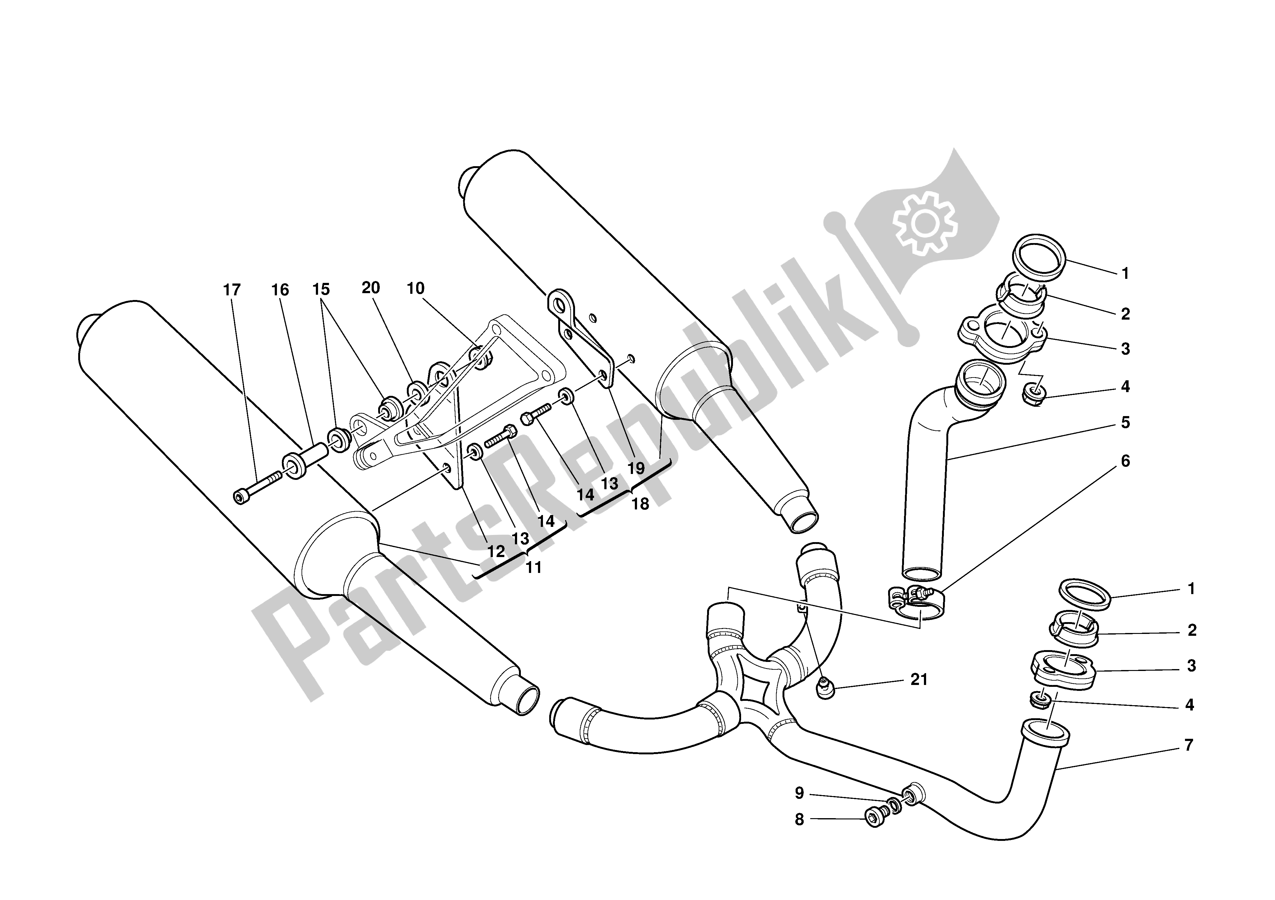 Tutte le parti per il Impianto Di Scarico del Ducati Supersport 800 2003