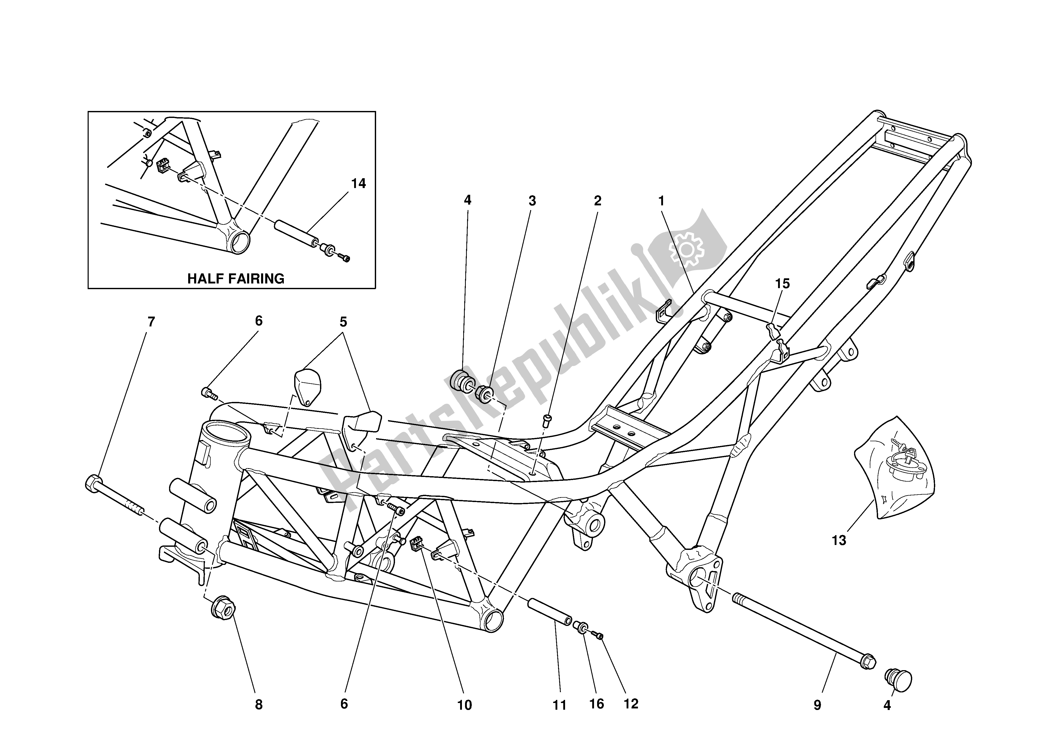 Tutte le parti per il Telaio del Ducati Supersport 800 2003