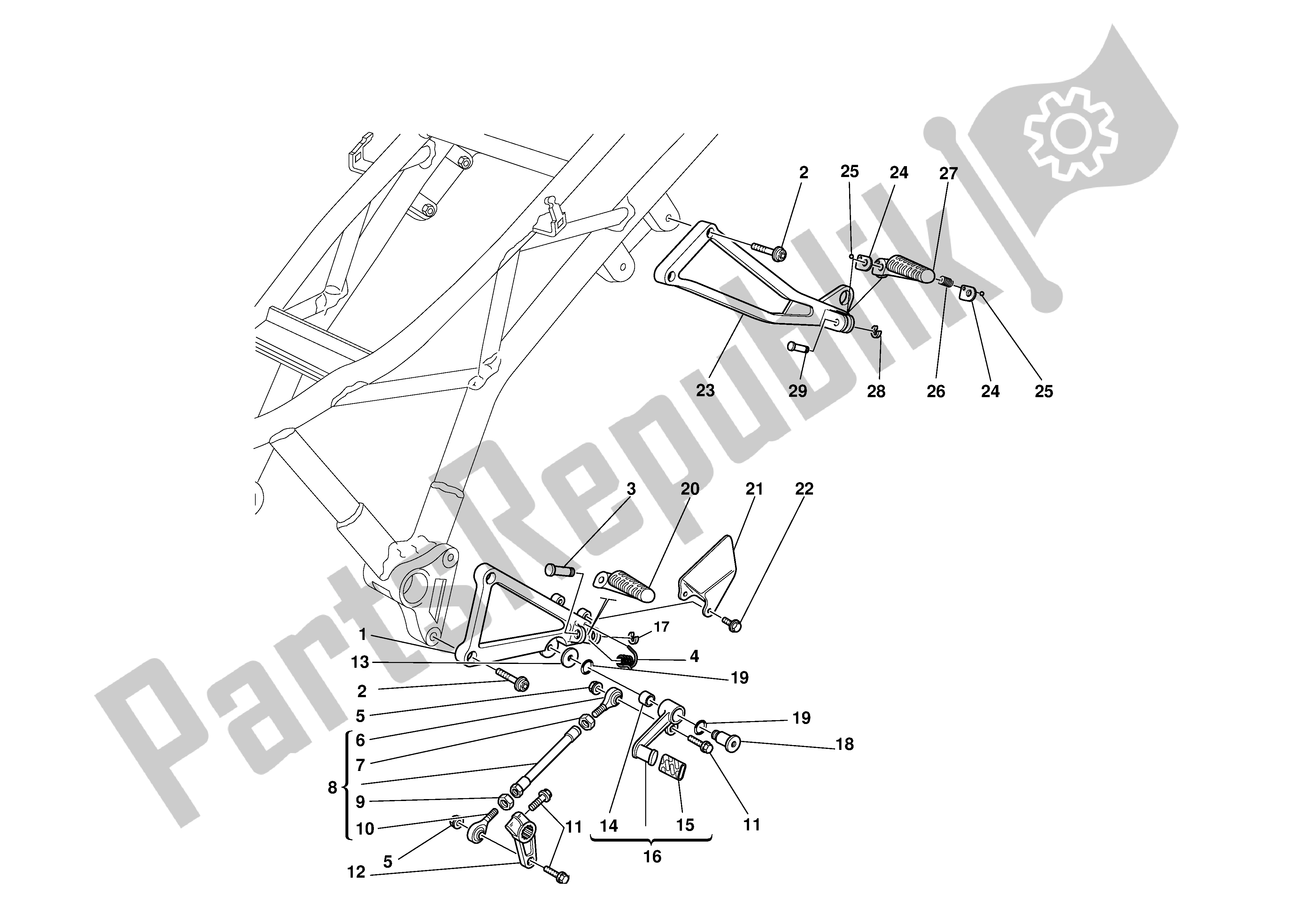 Todas las partes para L. H. Reposapiés de Ducati Supersport 800 2003