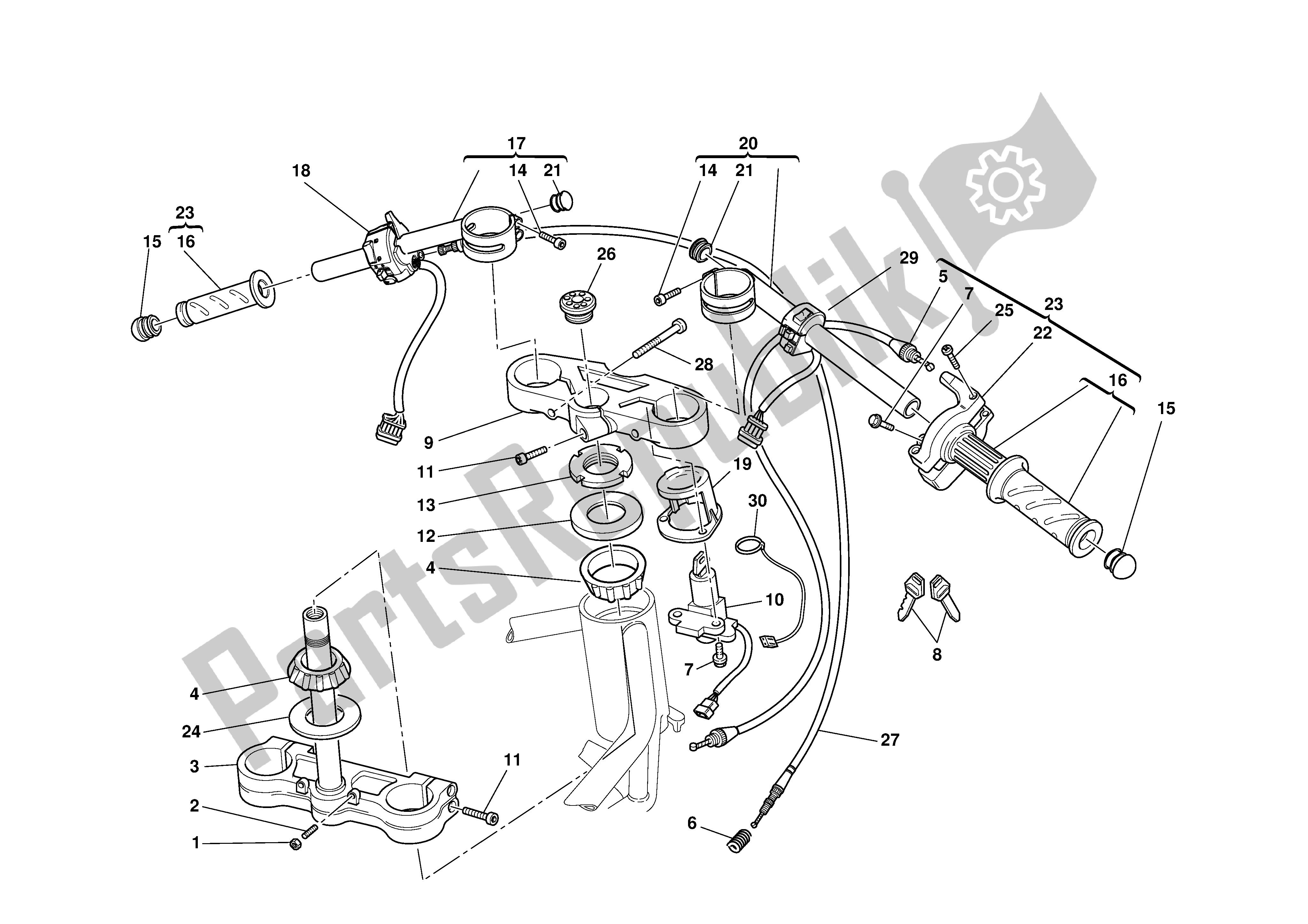 Tutte le parti per il Manubrio E Comandi del Ducati Supersport 800 2003