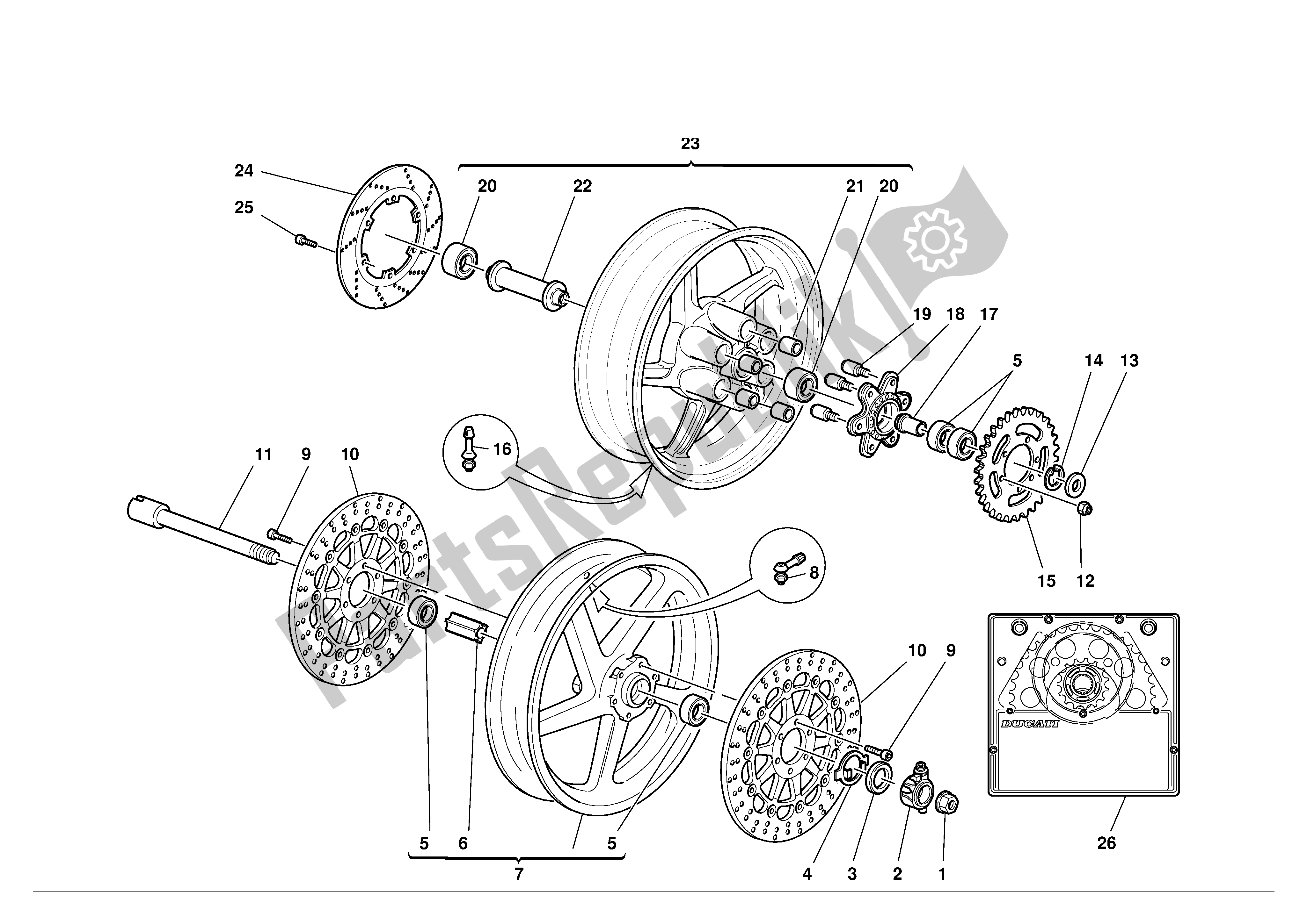 Todas las partes para Ruedas de Ducati Supersport 900 2001