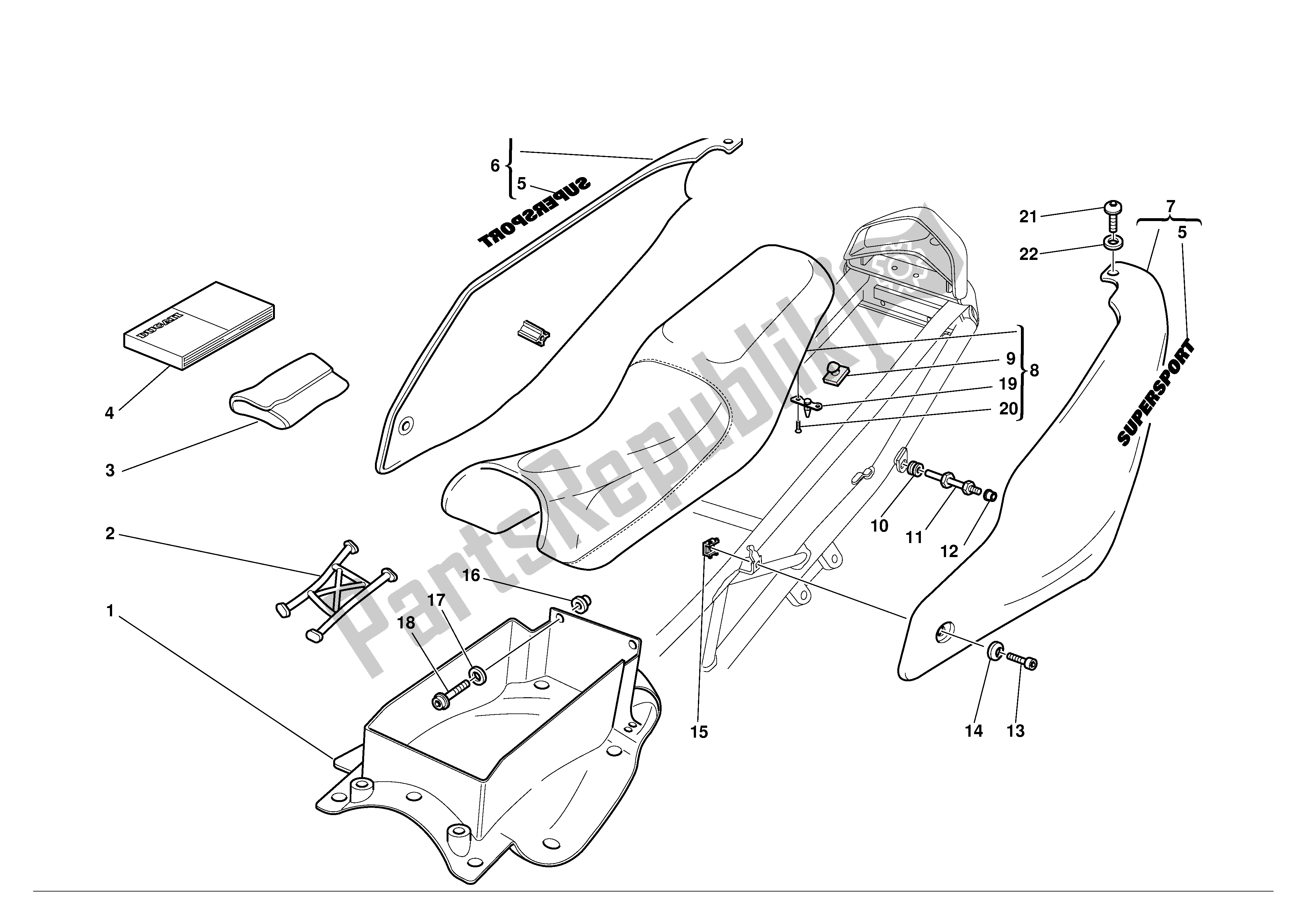 Tutte le parti per il Posto A Sedere del Ducati Supersport 900 2001