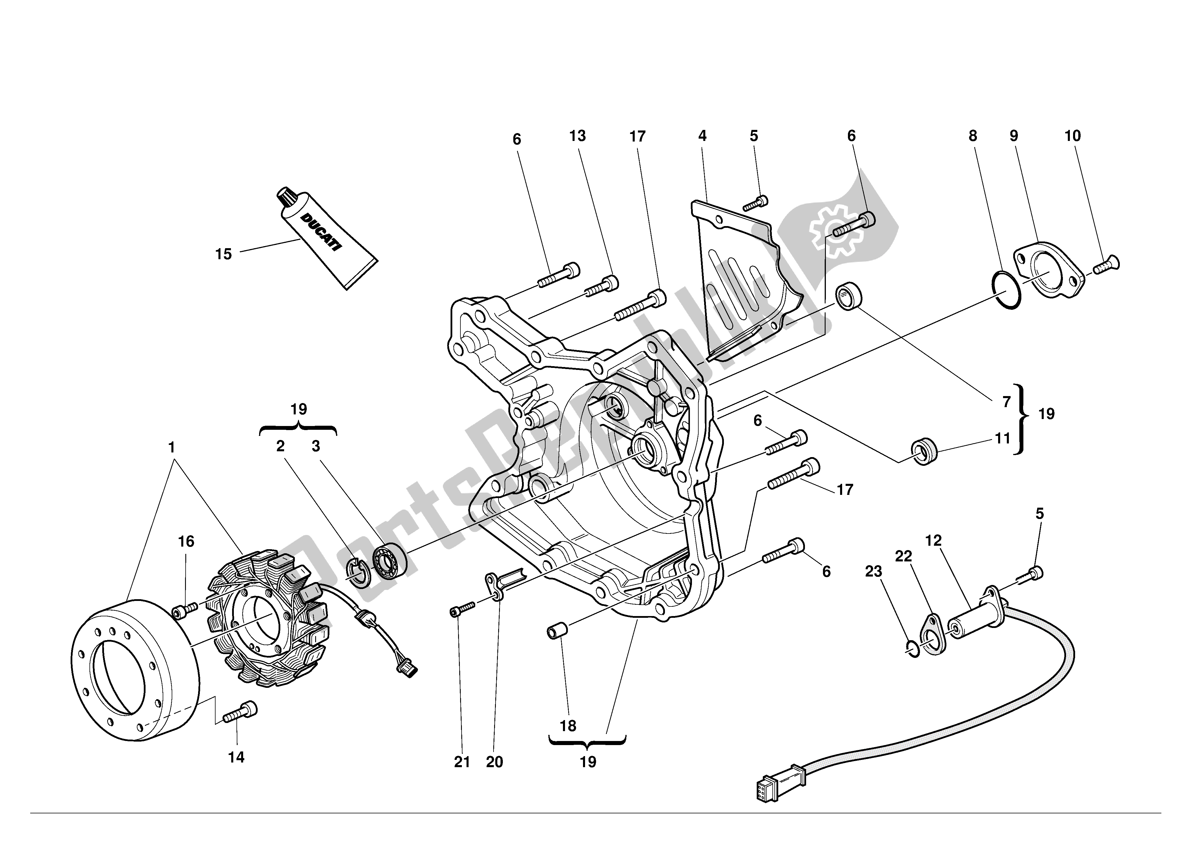 Tutte le parti per il Coperchio Alternatore del Ducati Supersport 900 2001