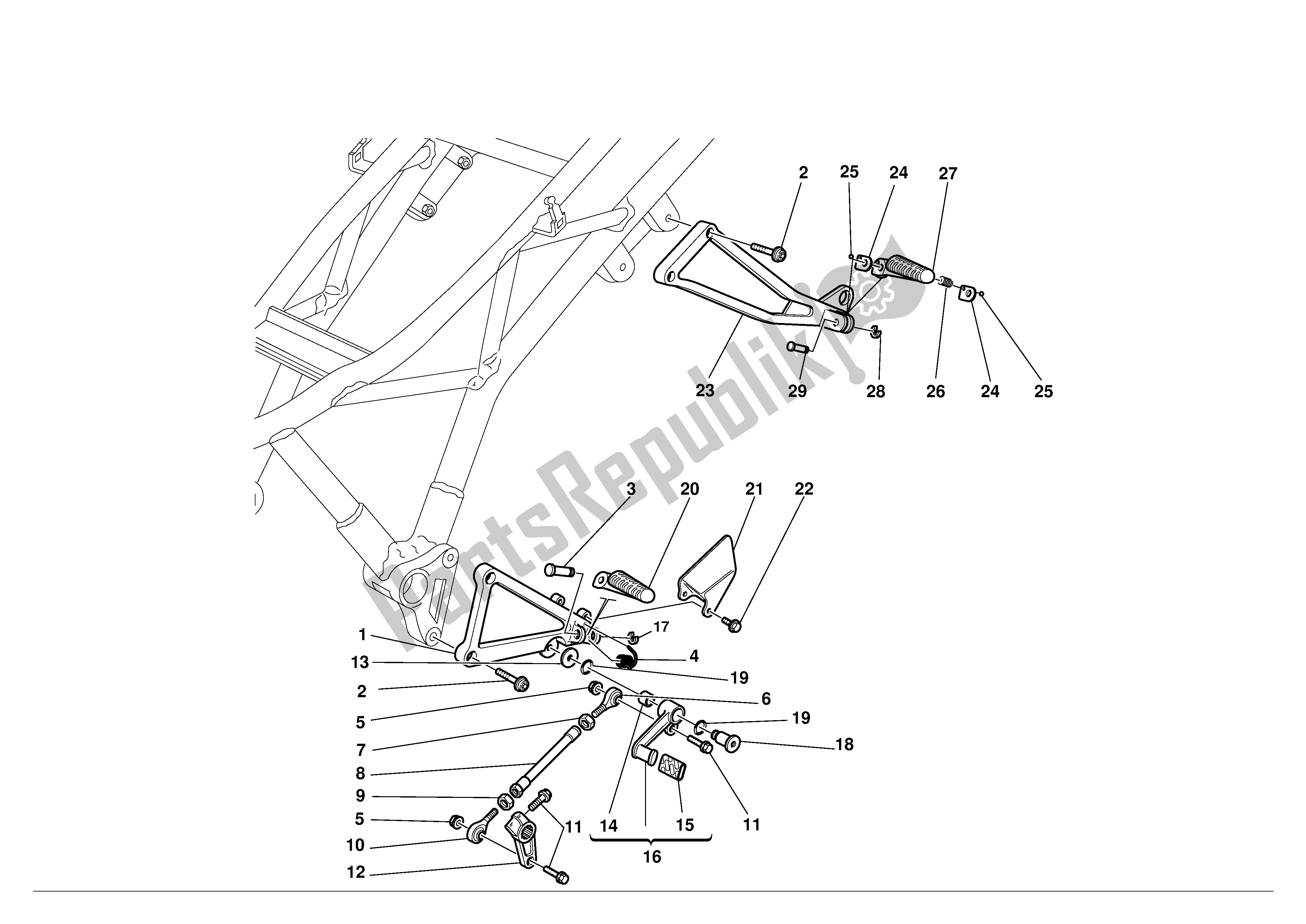 Wszystkie części do L. H. Podnó? Ki Ducati Supersport 900 2001