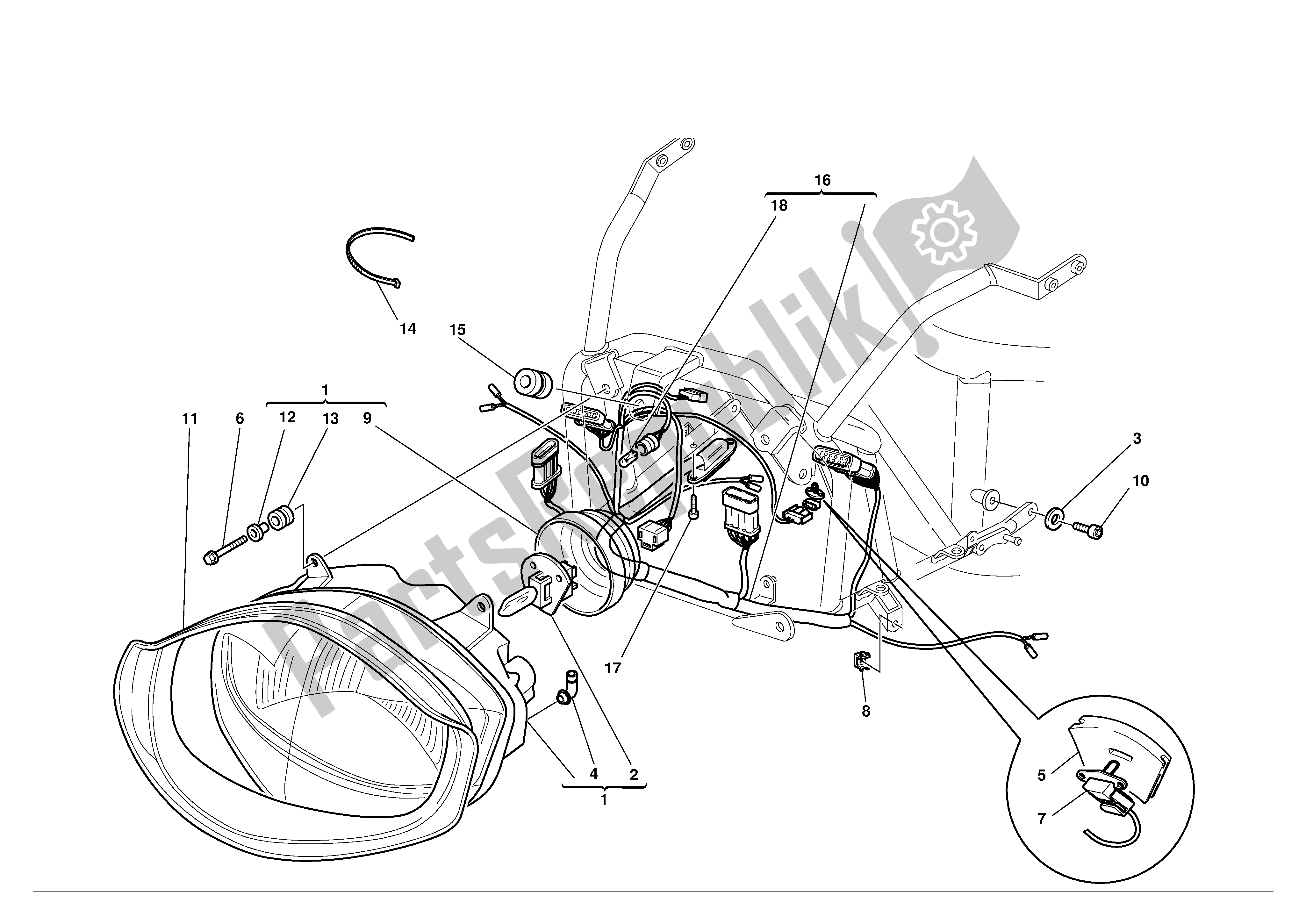 Todas las partes para Cableado Del Faro Delantero Y Eléctrico de Ducati Supersport 900 2001