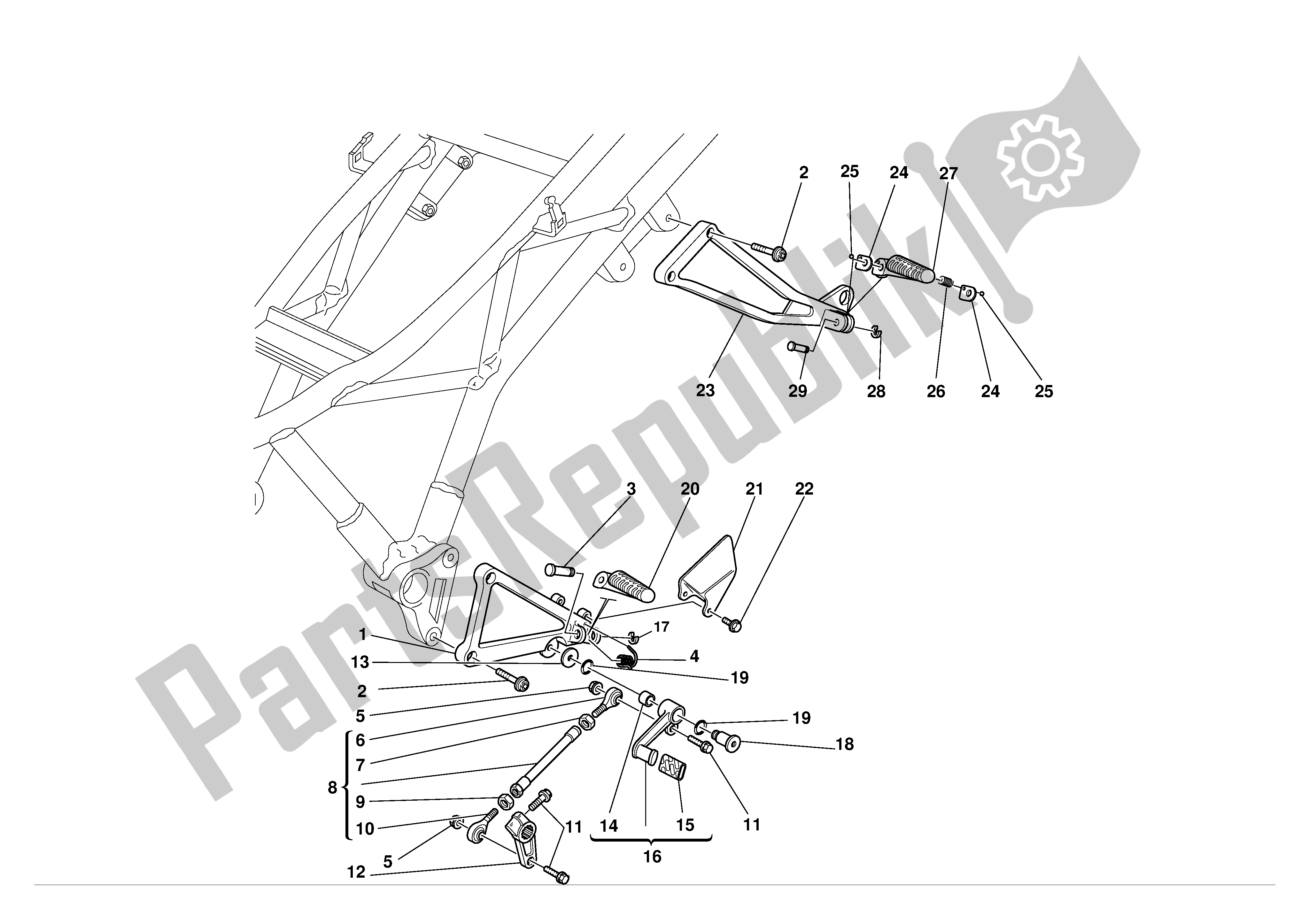 Tutte le parti per il L. H. Poggiapiedi del Ducati Supersport 900 2002