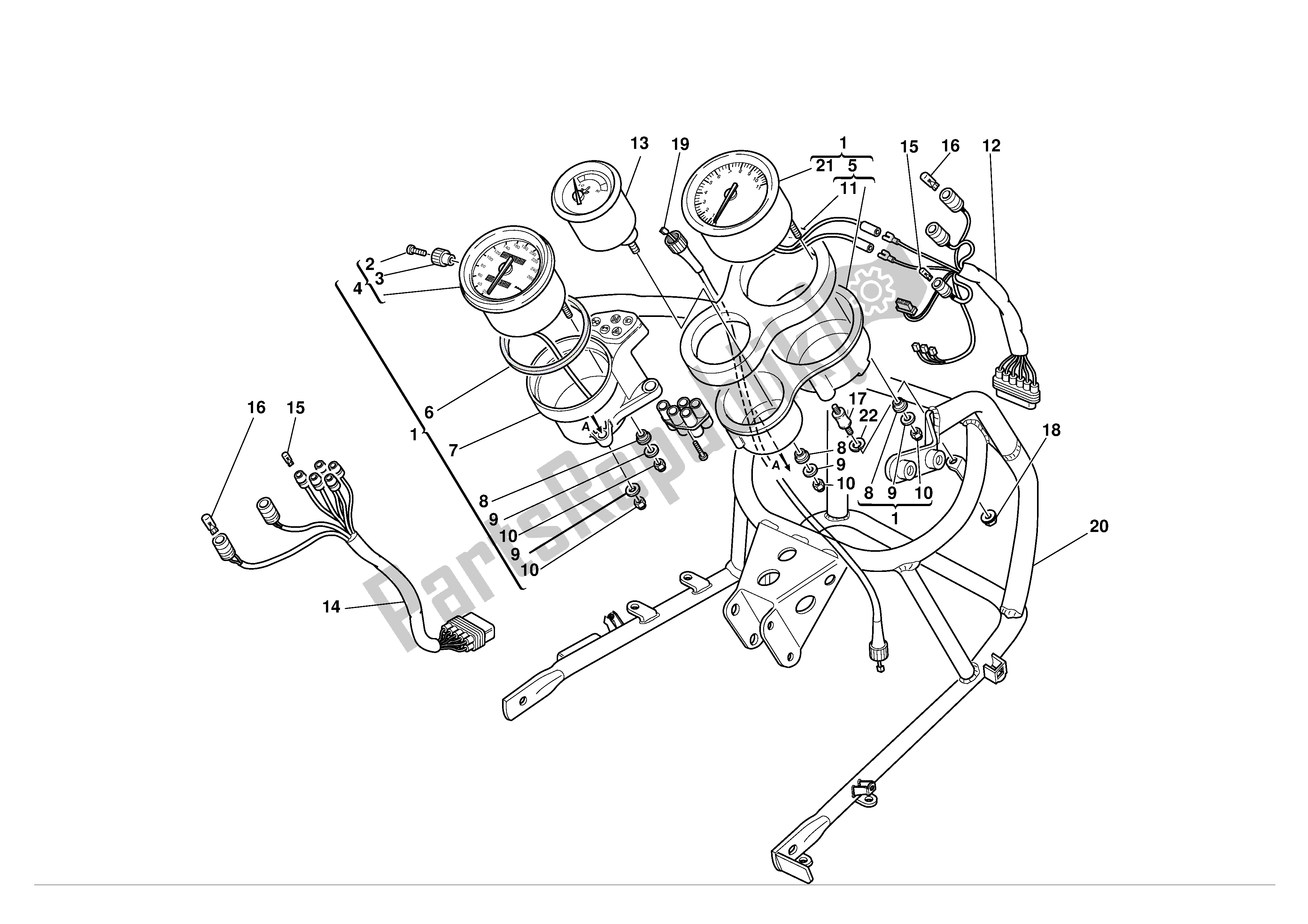 Tutte le parti per il Pannello Degli Strumenti del Ducati Supersport 900 2002