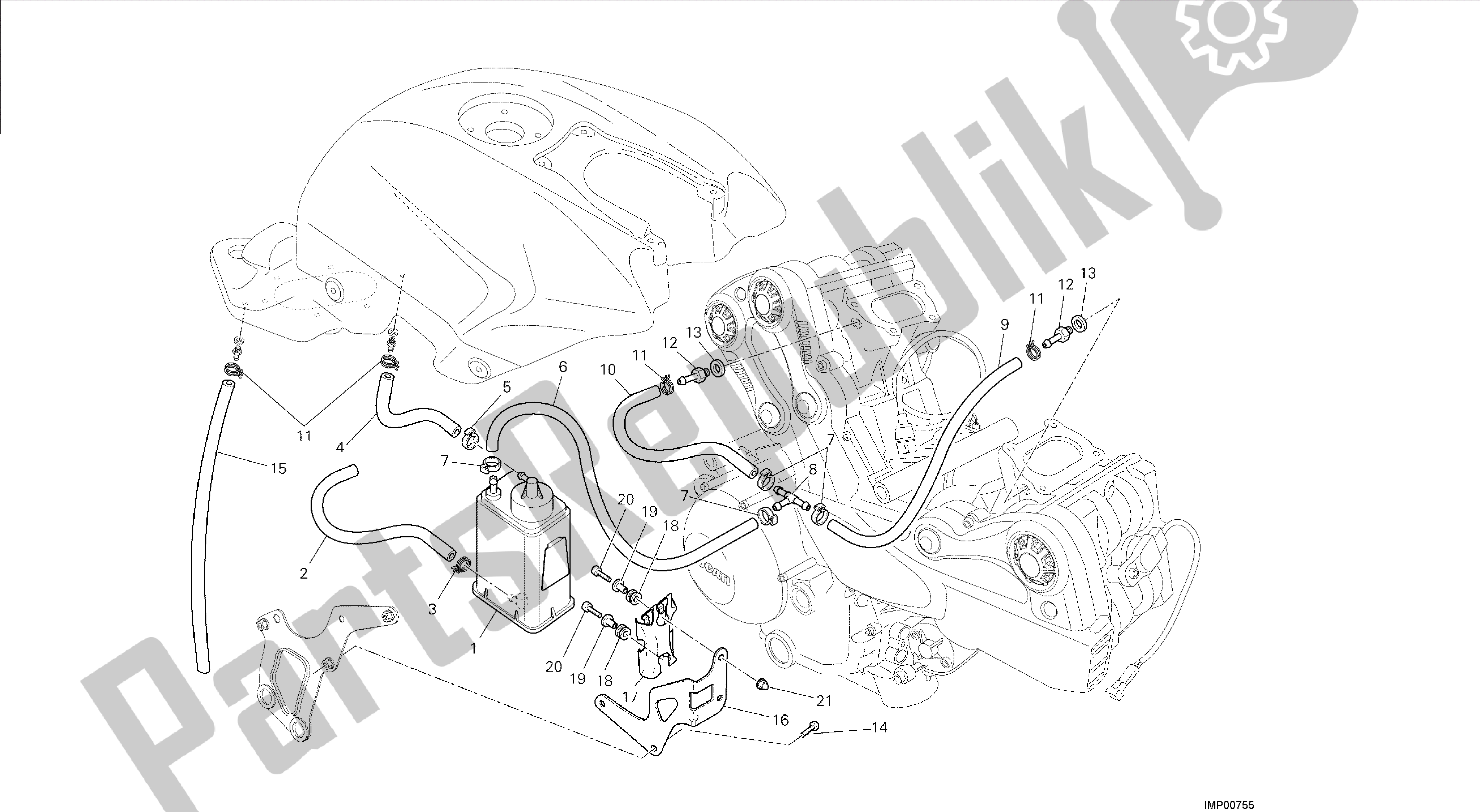 Todas las partes para Dibujo 035 - Filtro De Recipiente [mod: F848; Xst: Chn, Tha] Marco De Grupo de Ducati Streetfighter 848 2014