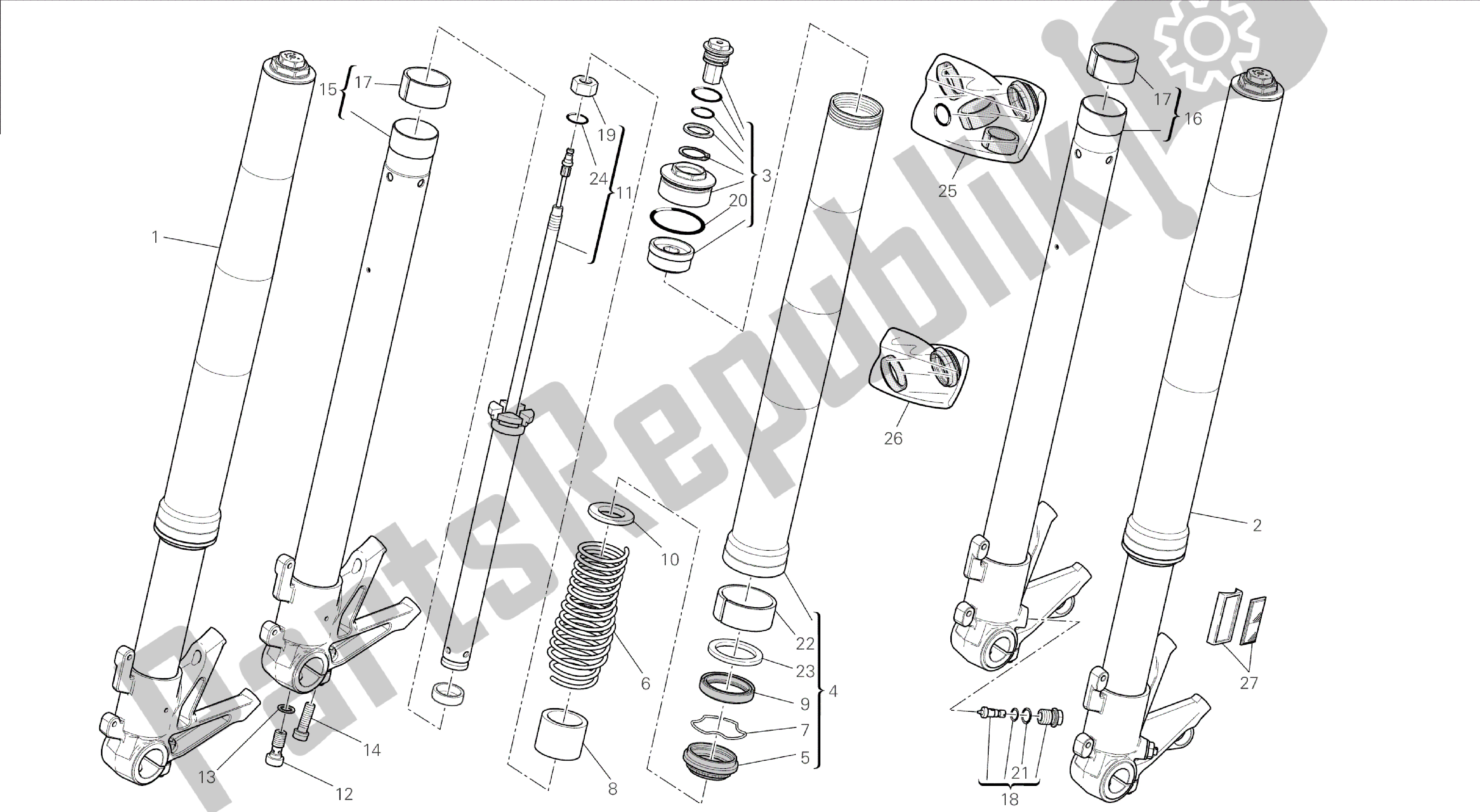 Todas las partes para Dibujo 21a - Horquilla Delantera [mod: F848; Xst: Chn] Cuadro De Grupo de Ducati Streetfighter 848 2014