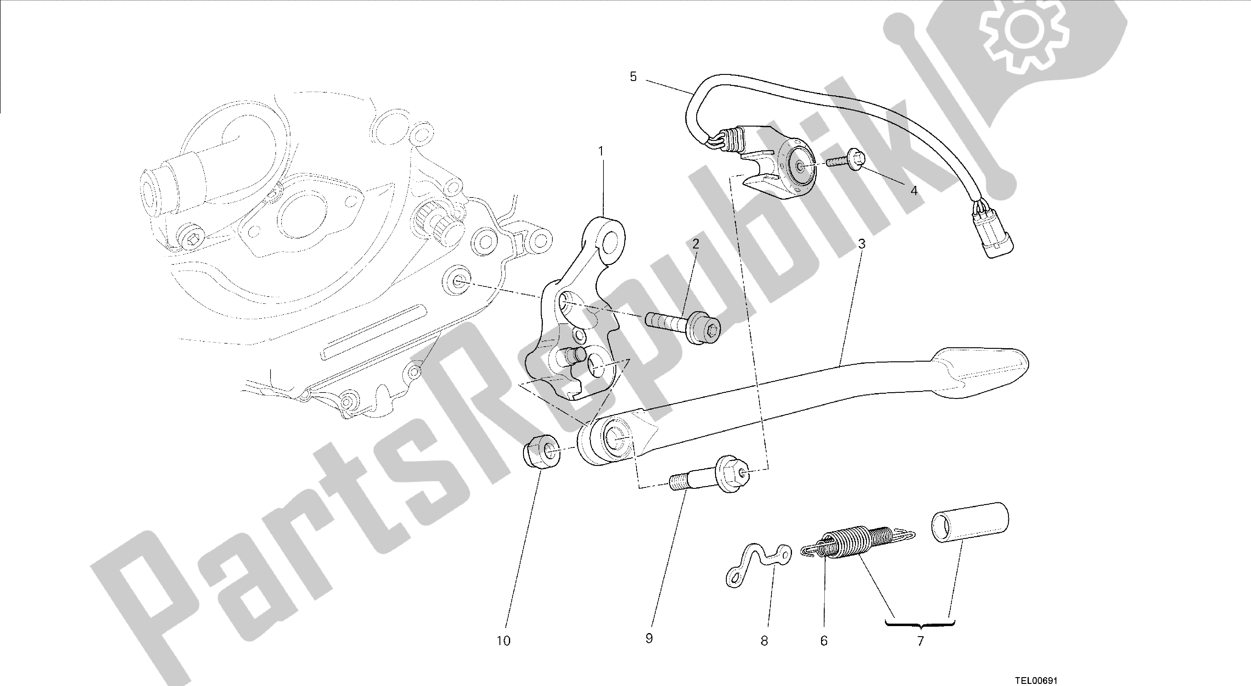 Todas las partes para Dibujo 22a - Soporte Lateral [mod: F848; Xst: Marco De Grupo Aus, Bra, Chn, Eur, Fra, Jap, Tha] de Ducati Streetfighter 848 2014