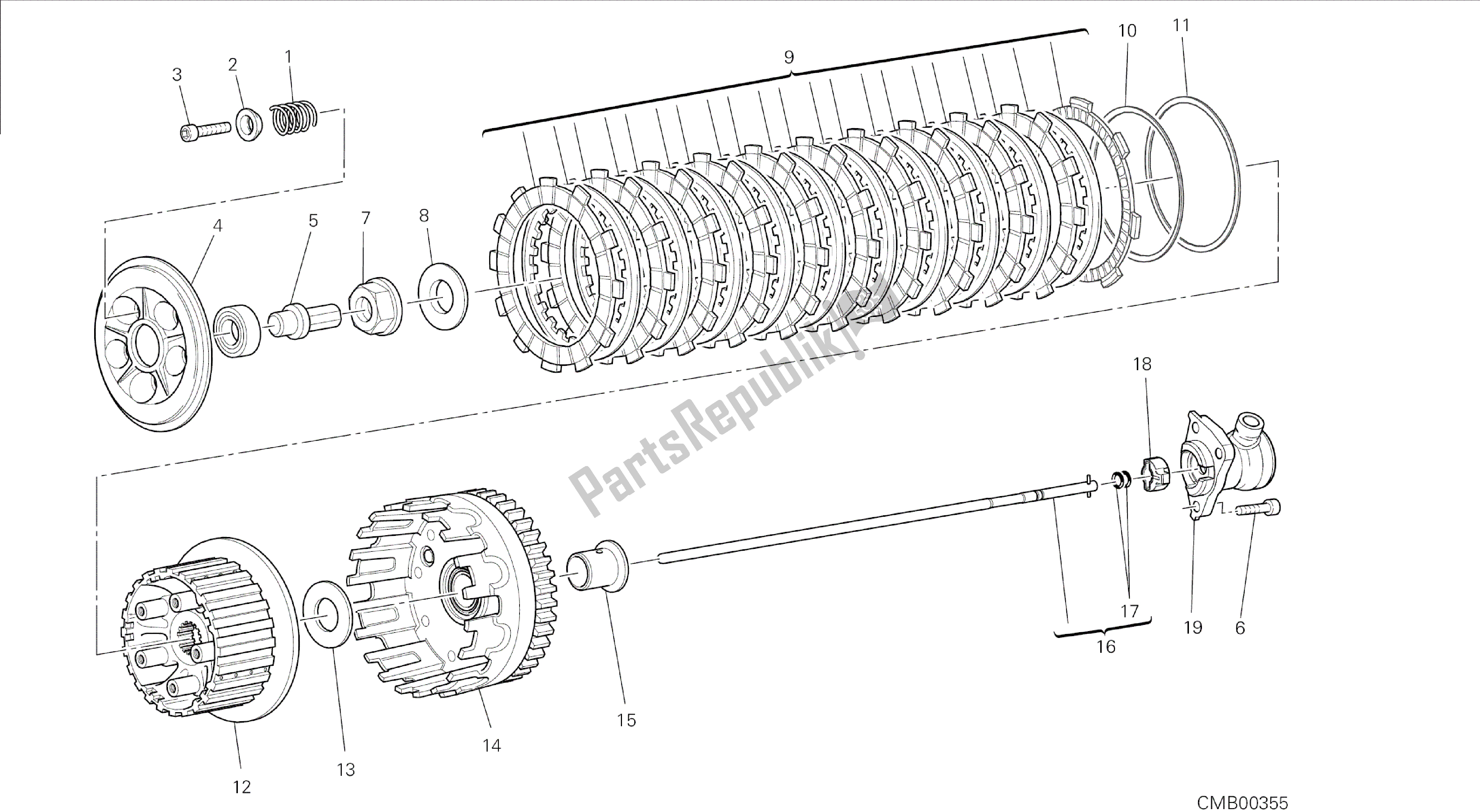 Todas las partes para Dibujo 004 - Embrague [mod: F848; Xst: Motor De Grupo Aus, Bra, Chn, Eur, Fra, Jap, Tha] de Ducati Streetfighter 848 2014