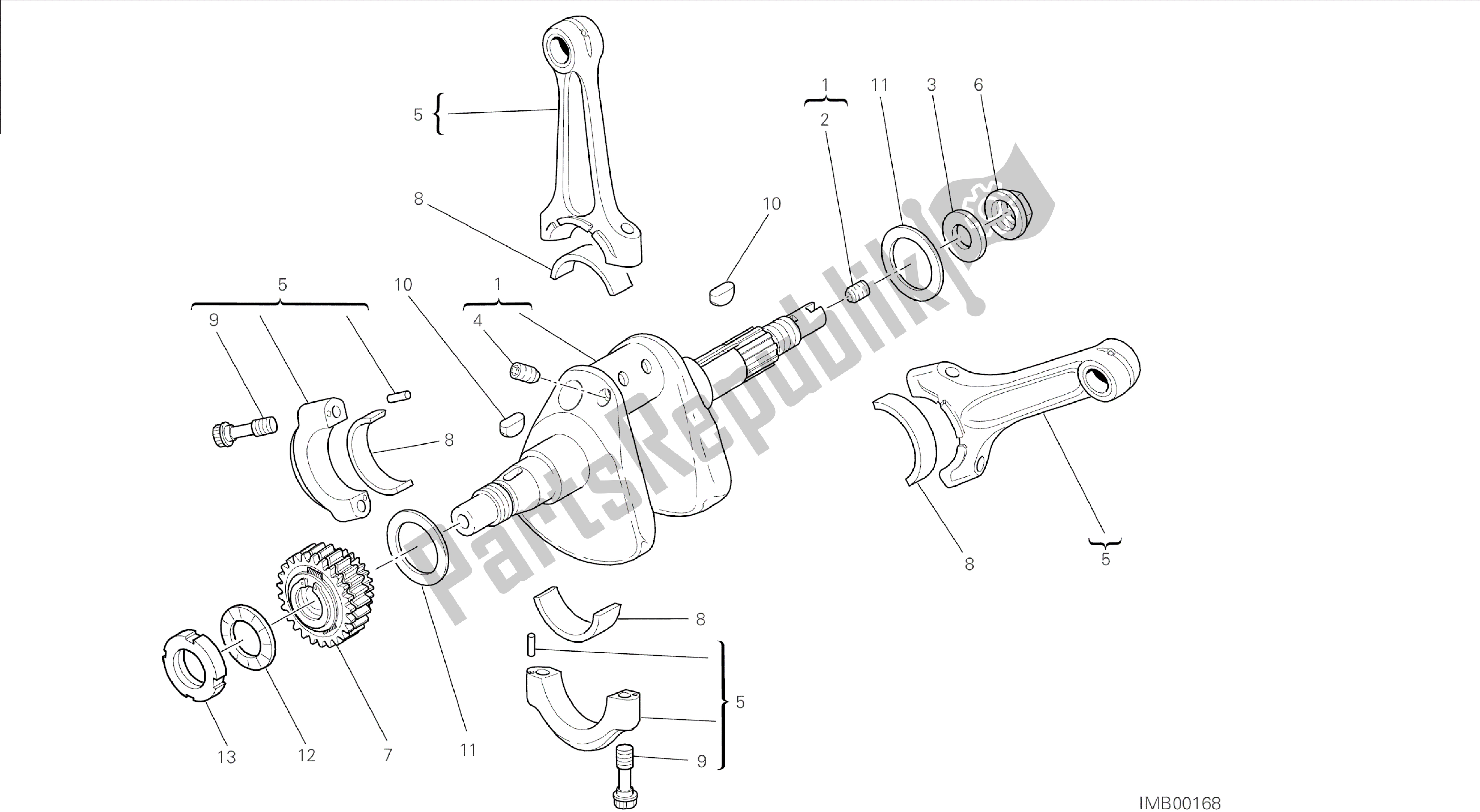 Todas las partes para Dibujo 006 - Cigüeñal [mod: F848; Xst: Aus, Bra, Chn, Eur, Fra, Jap, Tha] Motor De Grupo de Ducati Streetfighter 848 2014