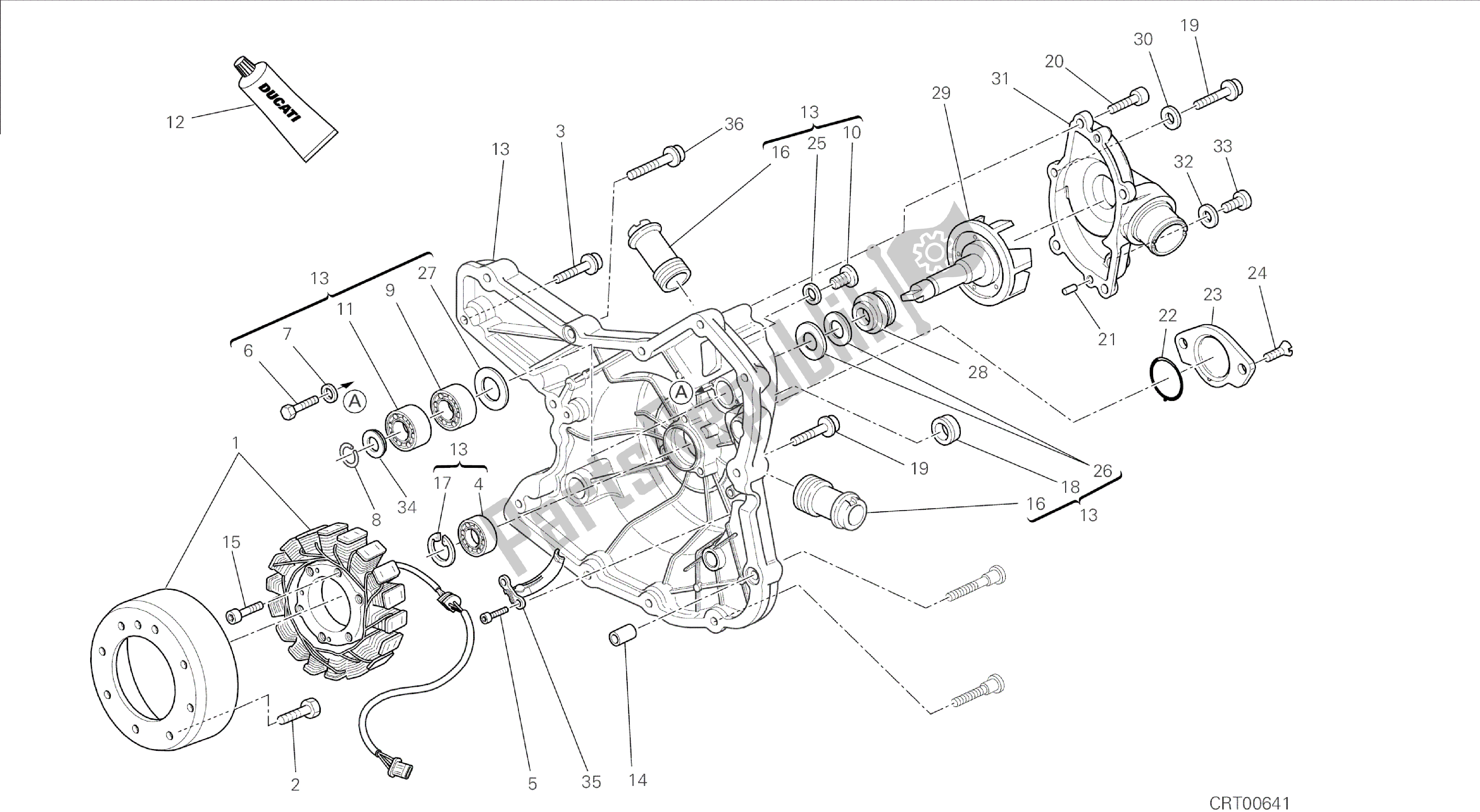 Todas las partes para Dibujo 011 - Tapa Del Generador - Bomba De Agua [mod: F848; Xst: Aus, Bra, Chn, Eur, Fra, Jap, Tha] Motor De Grupo de Ducati Streetfighter 848 2014