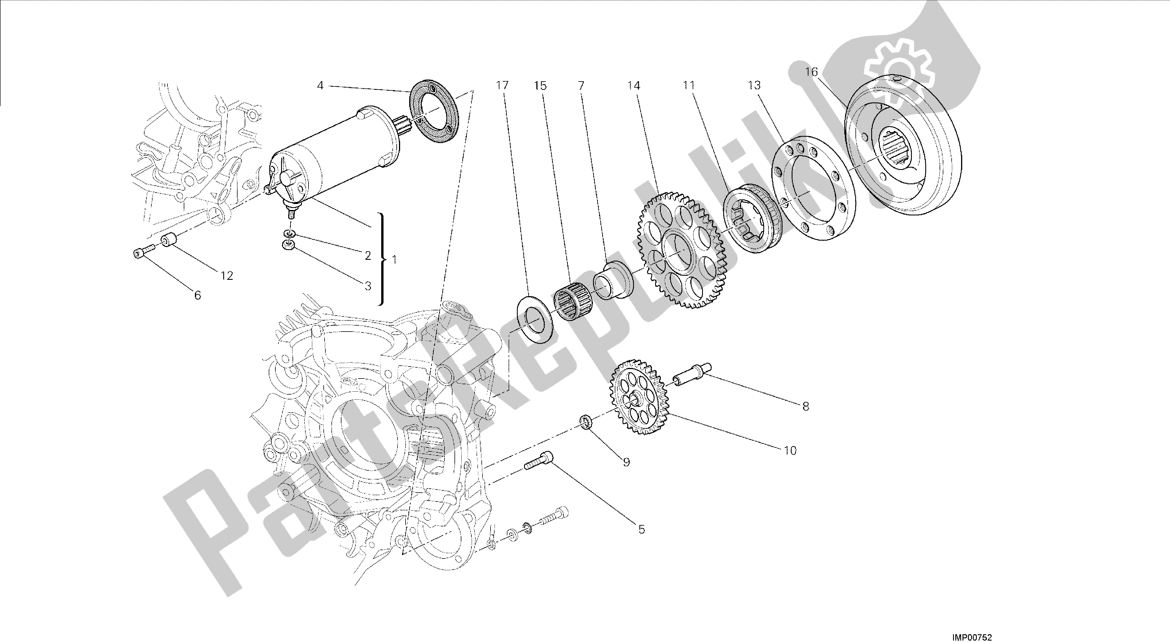 Todas las partes para Dibujo 012 - Motor De Arranque [mod: F848; Xst: Motor De Grupo Aus, Bra, Chn, Eur, Fra, Jap, Tha] de Ducati Streetfighter 848 2014