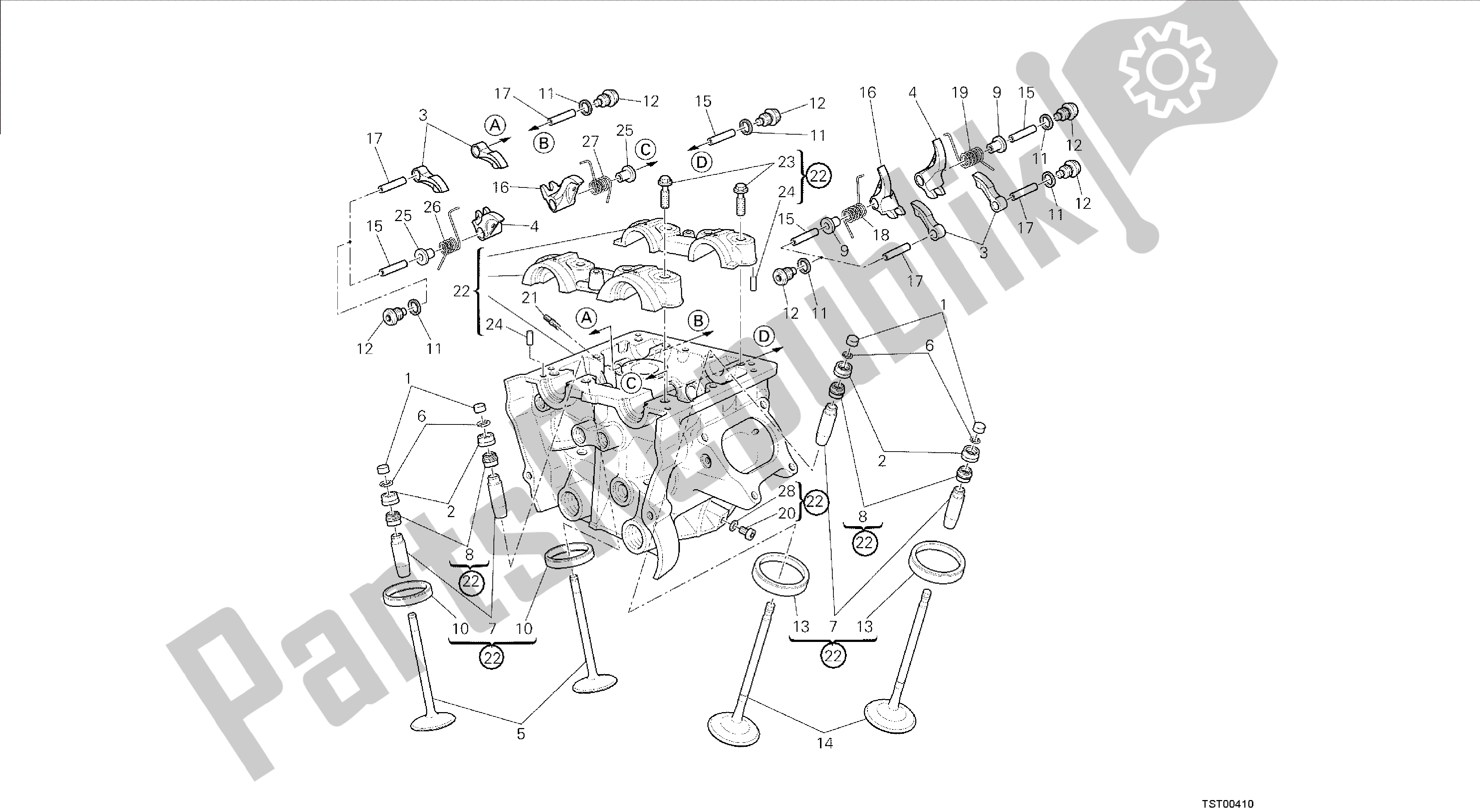 Todas las partes para Dibujo 014 - Culata Vertical [mod: F848; Xst: Motor De Grupo Aus, Bra, Chn, Eur, Fra, Jap, Tha] de Ducati Streetfighter 848 2014