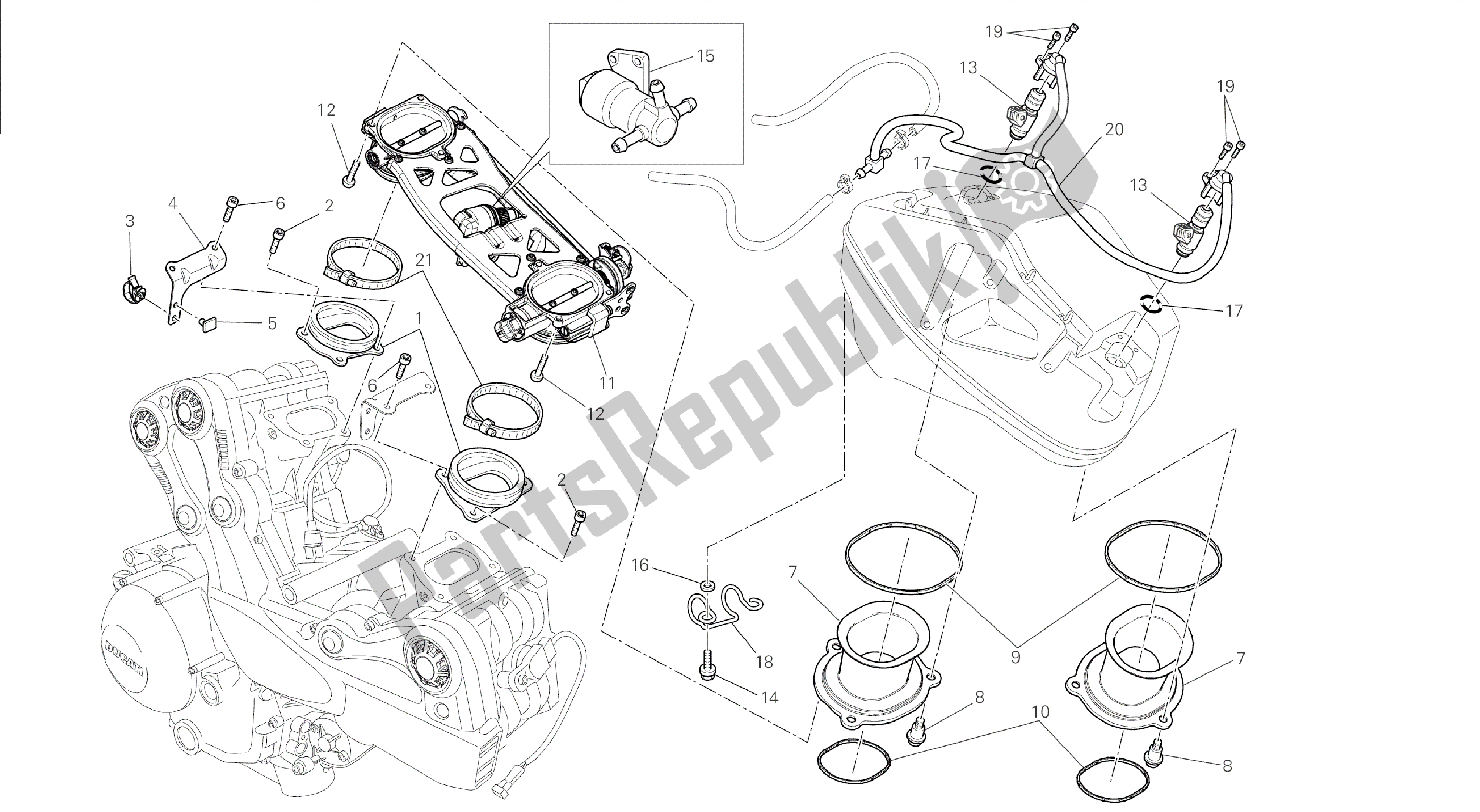 Todas las partes para Dibujo 017 - Cuerpo Del Acelerador [mod: F848; Xst: Chn, Tha] Motor De Grupo de Ducati Streetfighter 848 2014