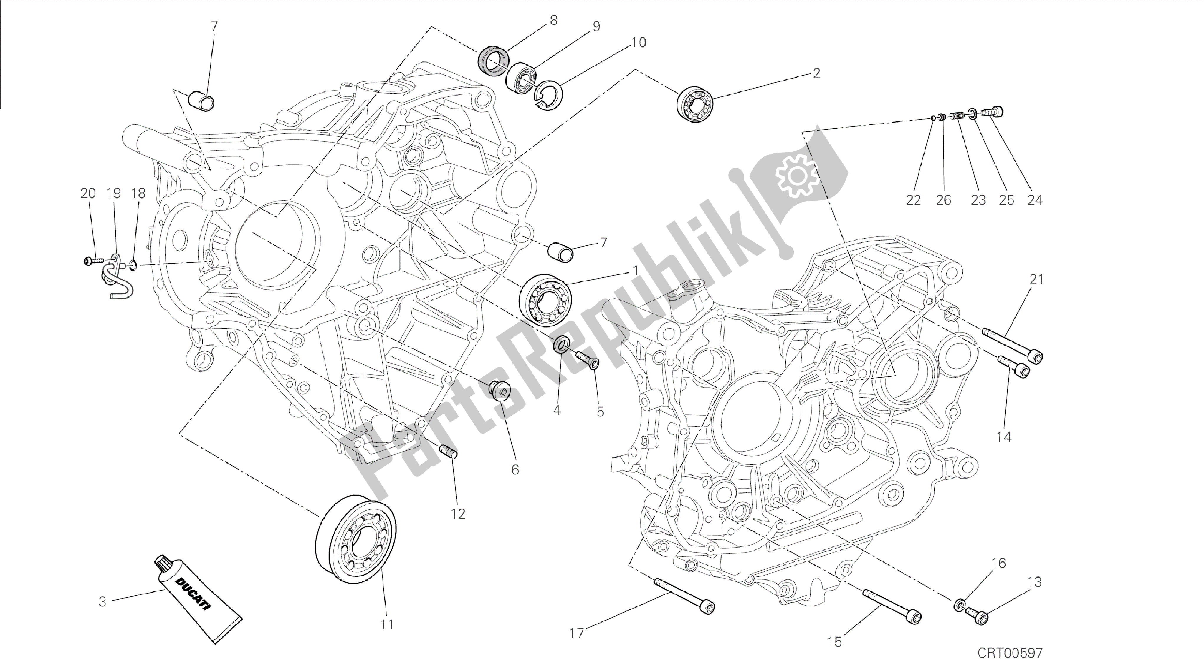 Todas las partes para Dibujo 10a - Cojinetes Del Cárter [mod: F848; Xst: Aus, Bra, Chn, Eur, Fra, Jap, Tha] Motor De Grupo de Ducati Streetfighter 848 2014