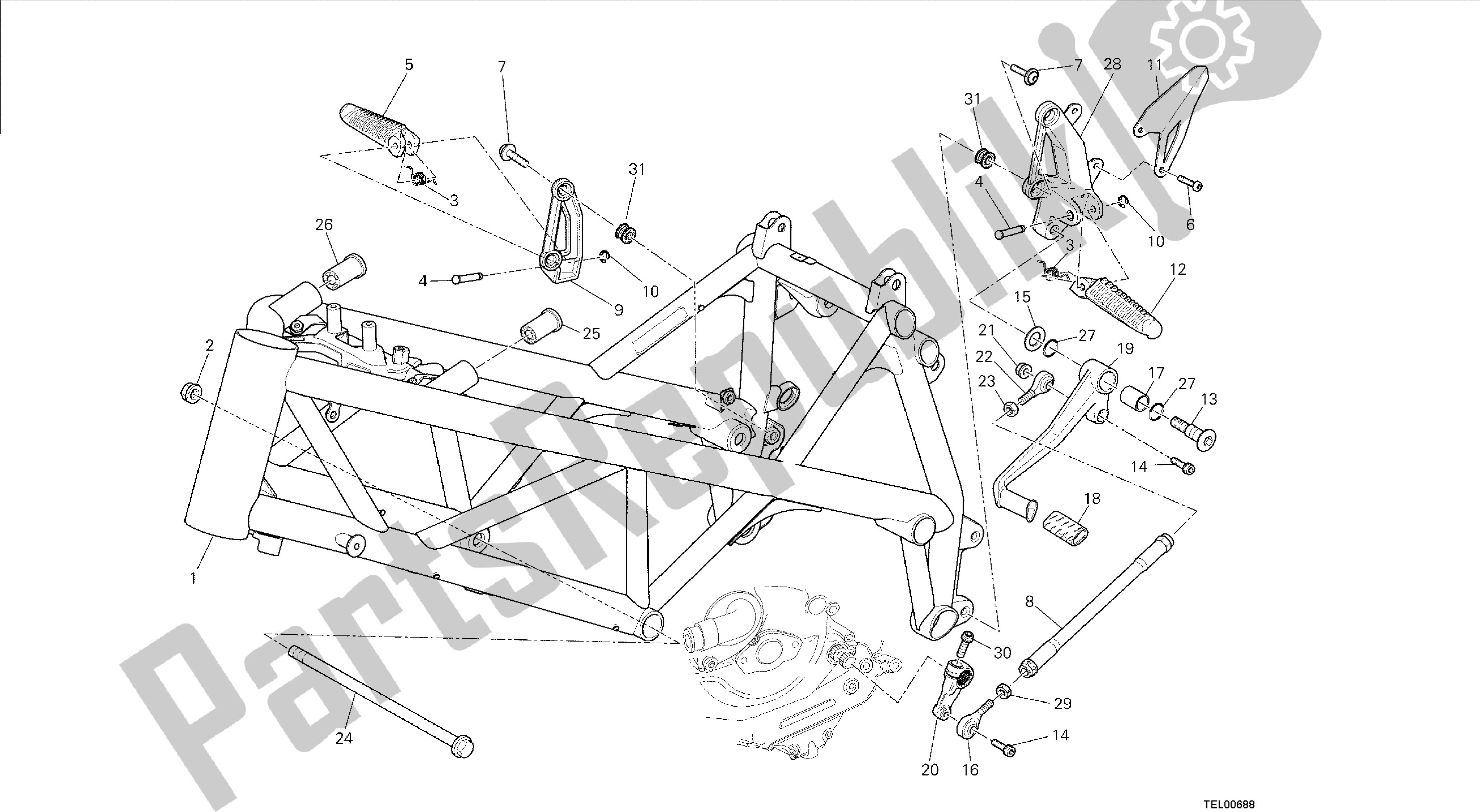 Todas las partes para Dibujo 022 - Marco [mod: F848; Xst: Marco De Grupo Aus, Bra, Chn, Eur, Fra, Jap, Tha] de Ducati Streetfighter 848 2014