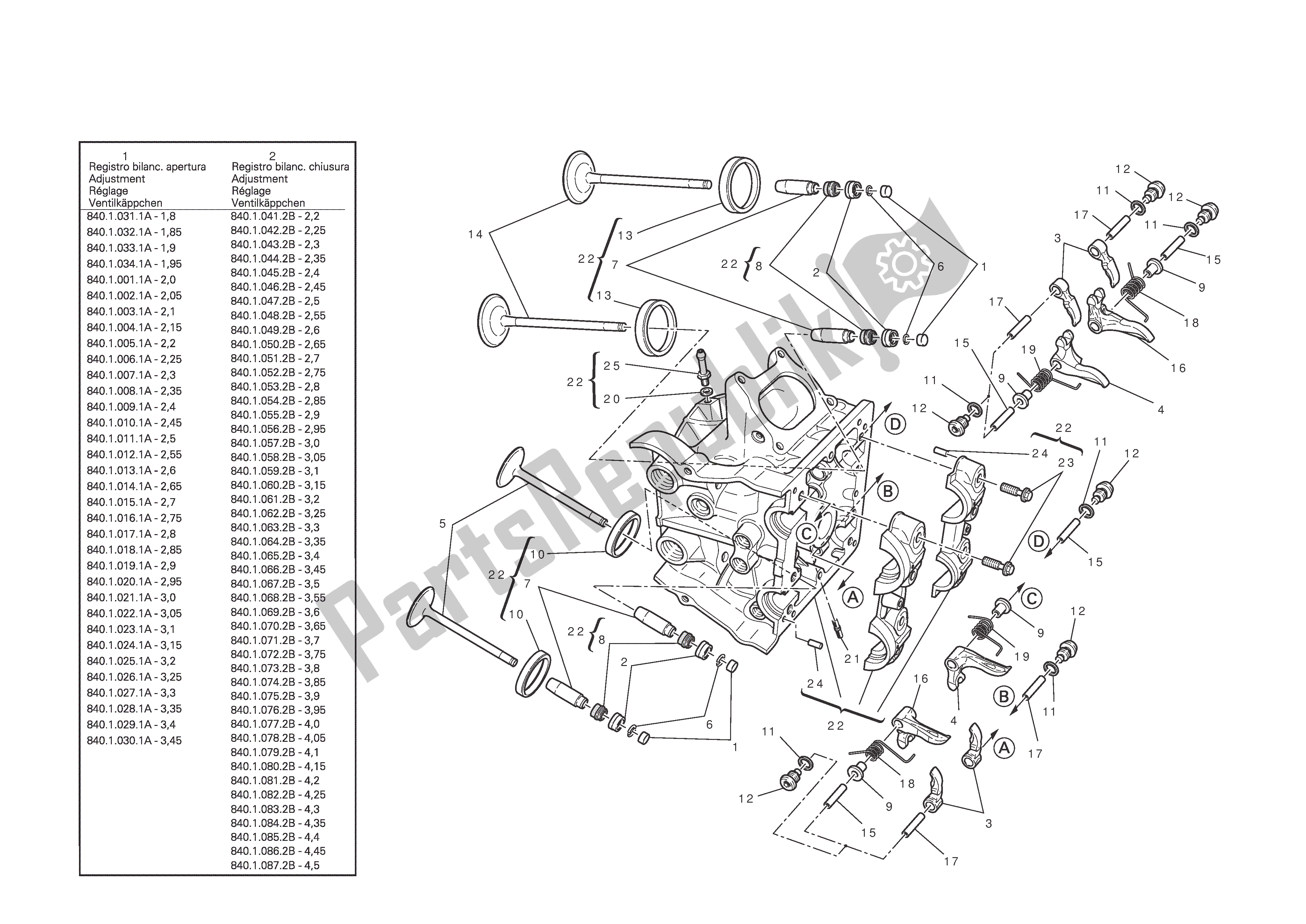 Tutte le parti per il Testata Orizzontale del Ducati Streetfighter 1100 2010