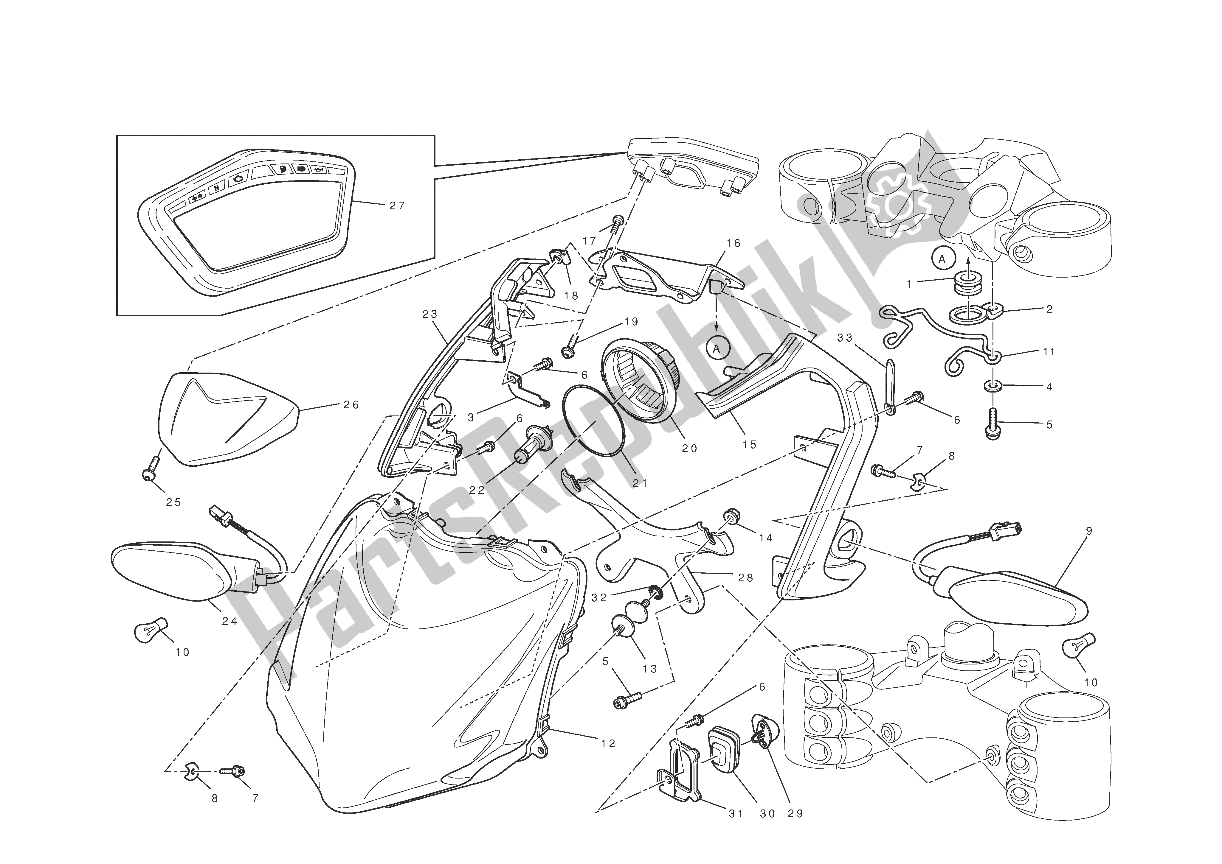 Todas as partes de Farol E Instr. Painel do Ducati Streetfighter 1100 2010