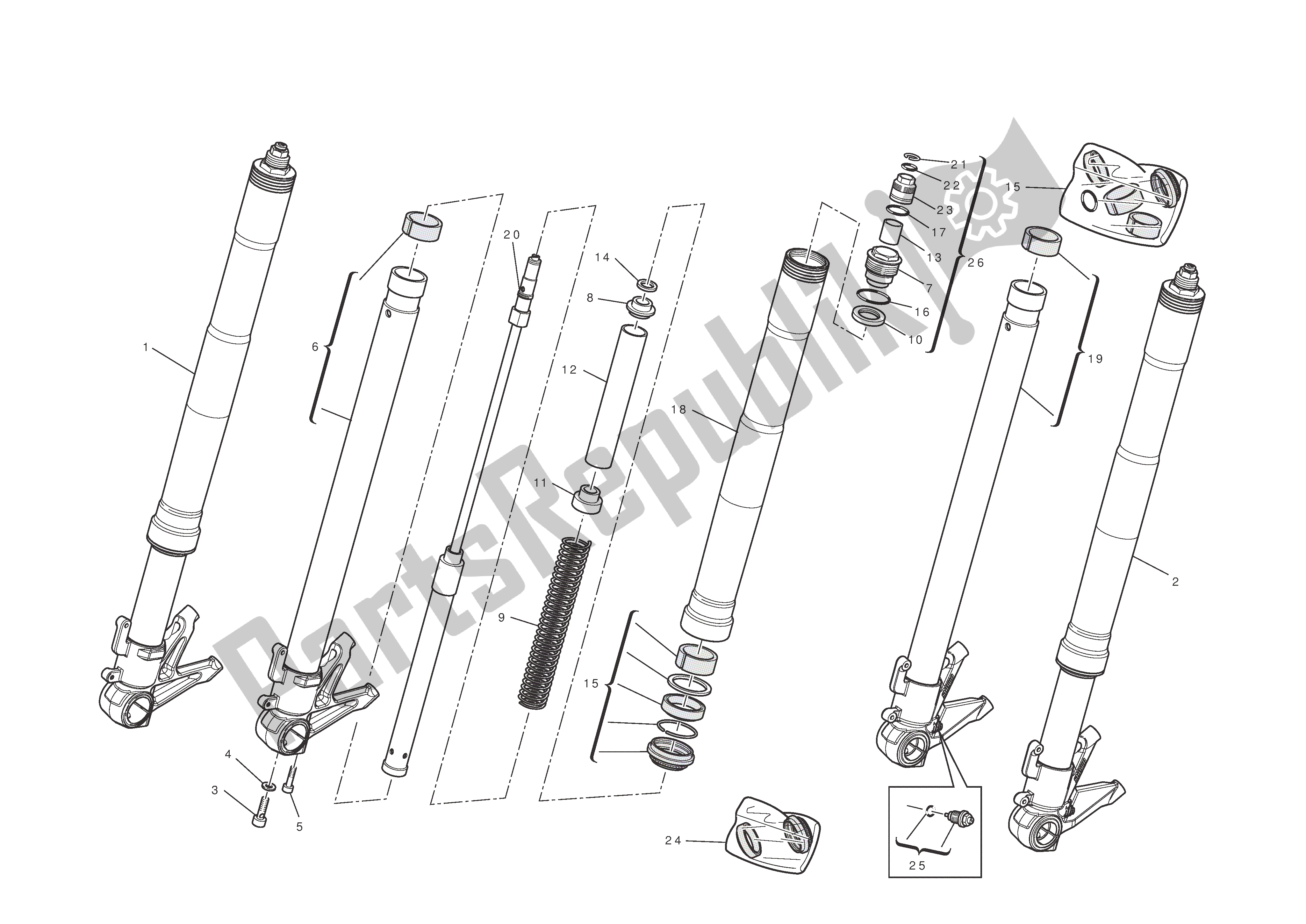 Tutte le parti per il Forcelle Anteriori del Ducati Streetfighter 1100 2010