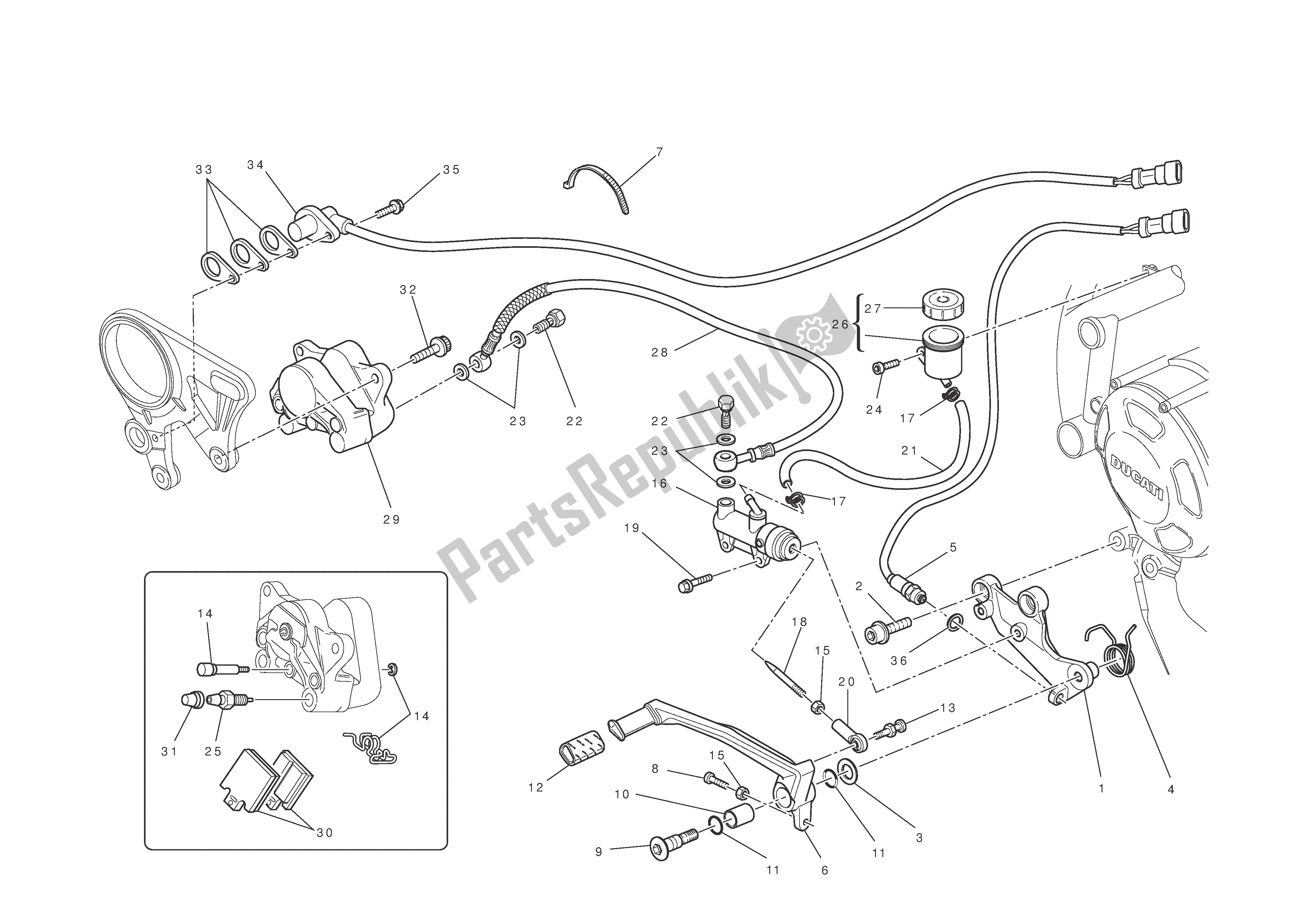 Todas las partes para Freno Trasero de Ducati Streetfighter S 1100 2010