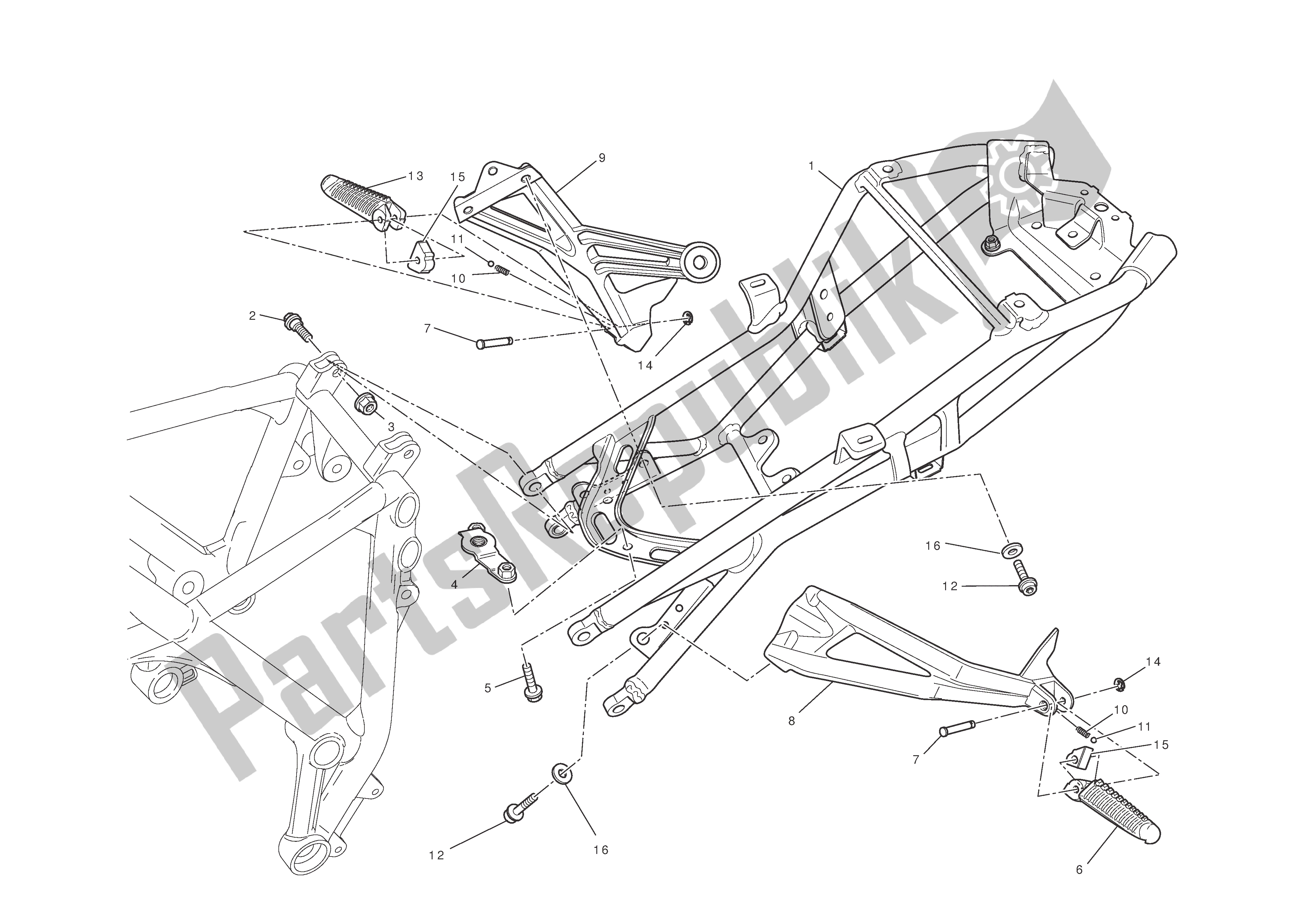 Todas las partes para Bastidor Posterior de Ducati Streetfighter S 1100 2010