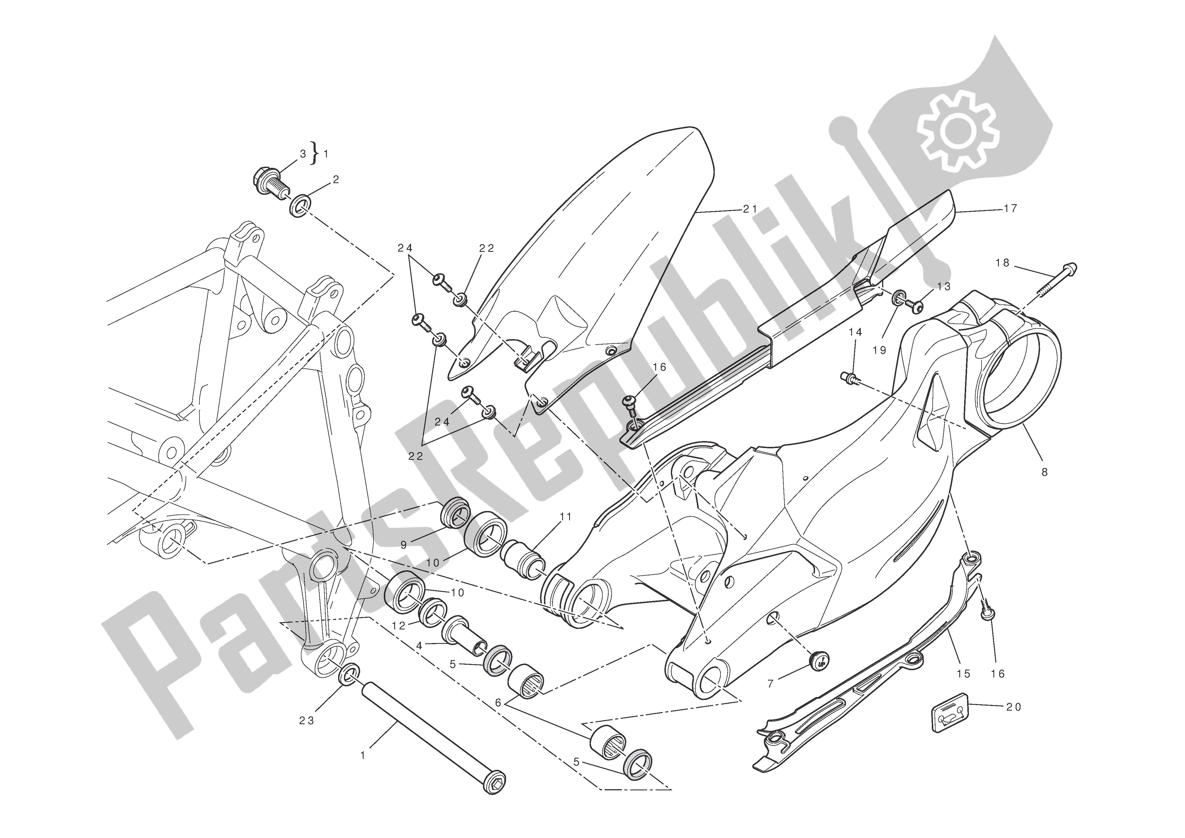 Tutte le parti per il Forcellone del Ducati Streetfighter S 1100 2010