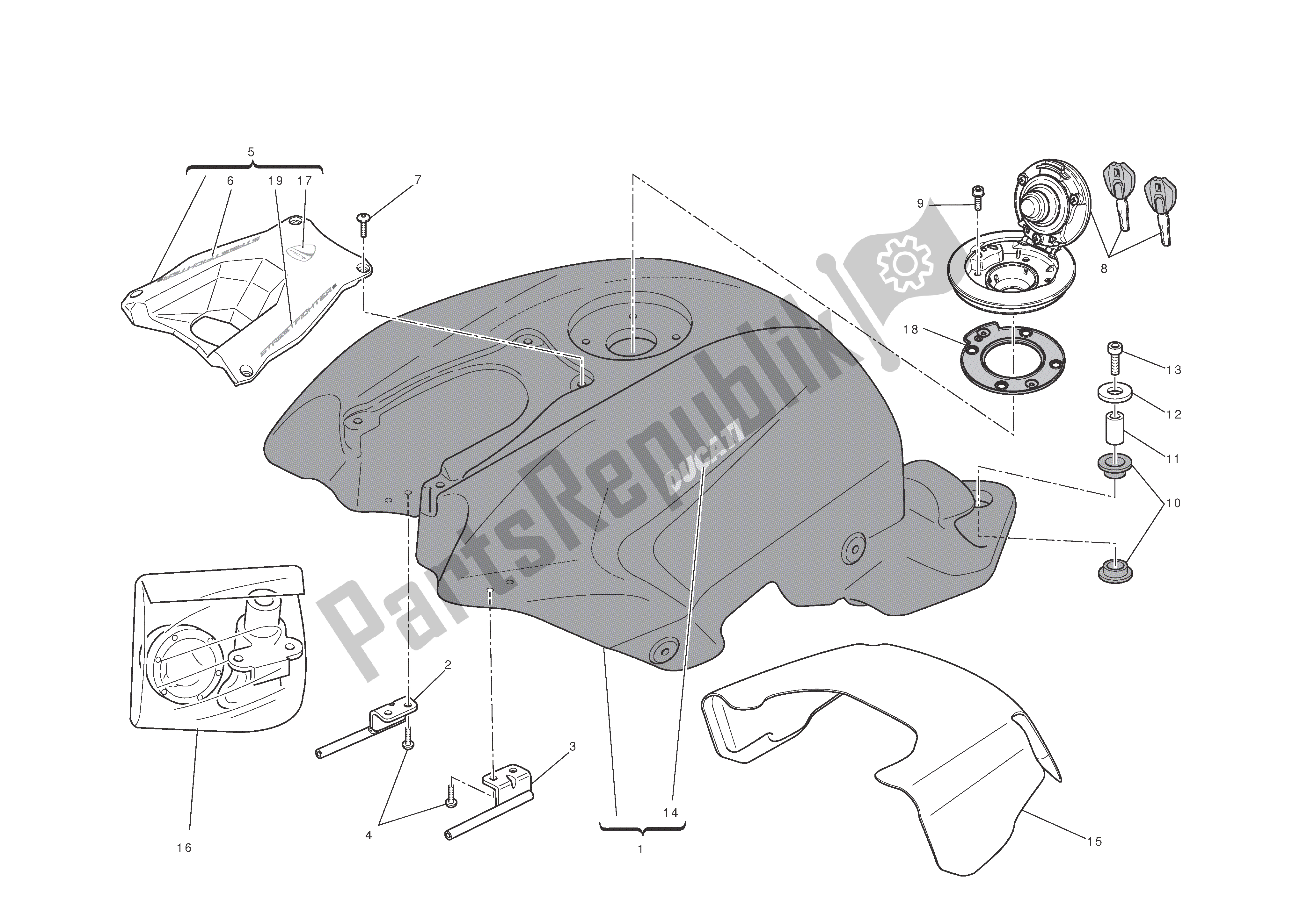 Todas las partes para Depósito De Combustible de Ducati Streetfighter S 1100 2010