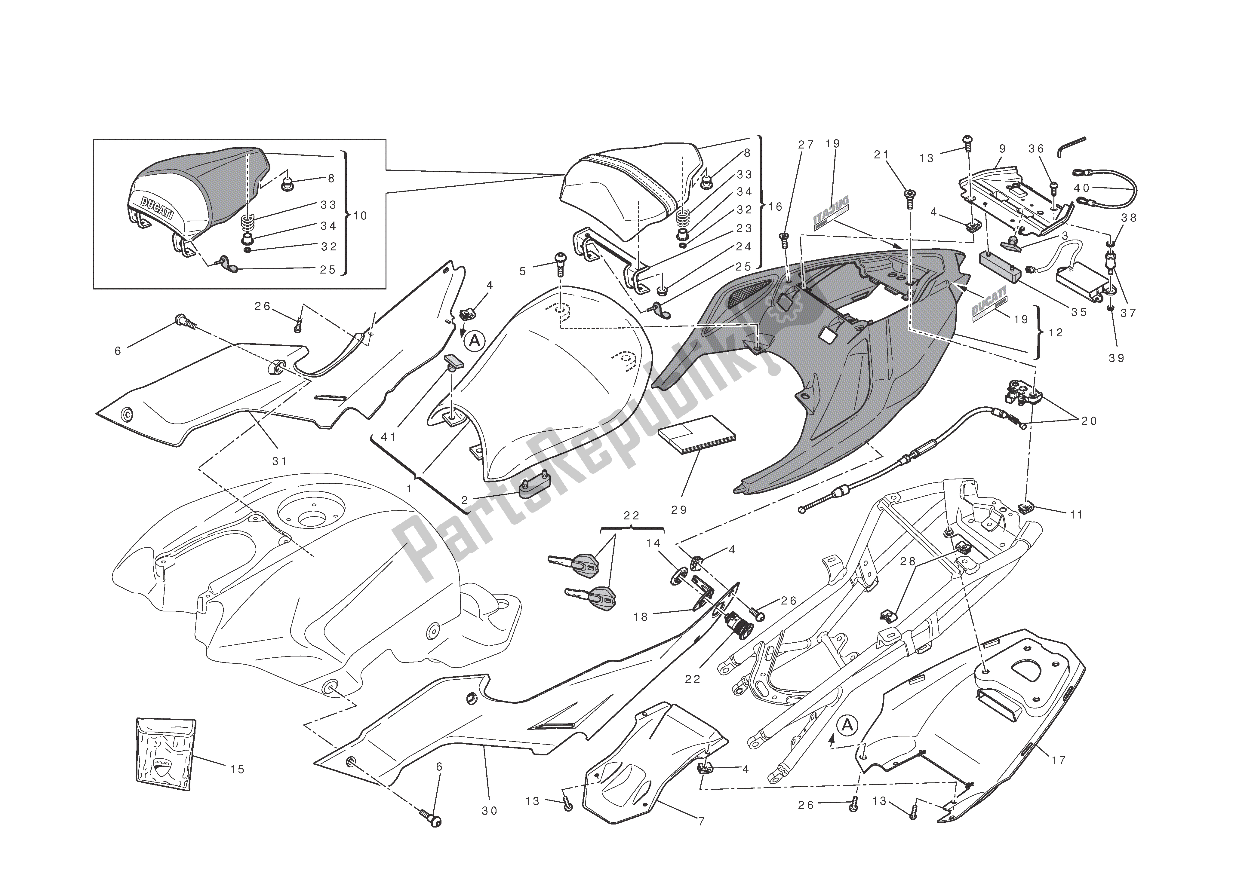 Todas las partes para Asiento de Ducati Streetfighter S 1100 2010