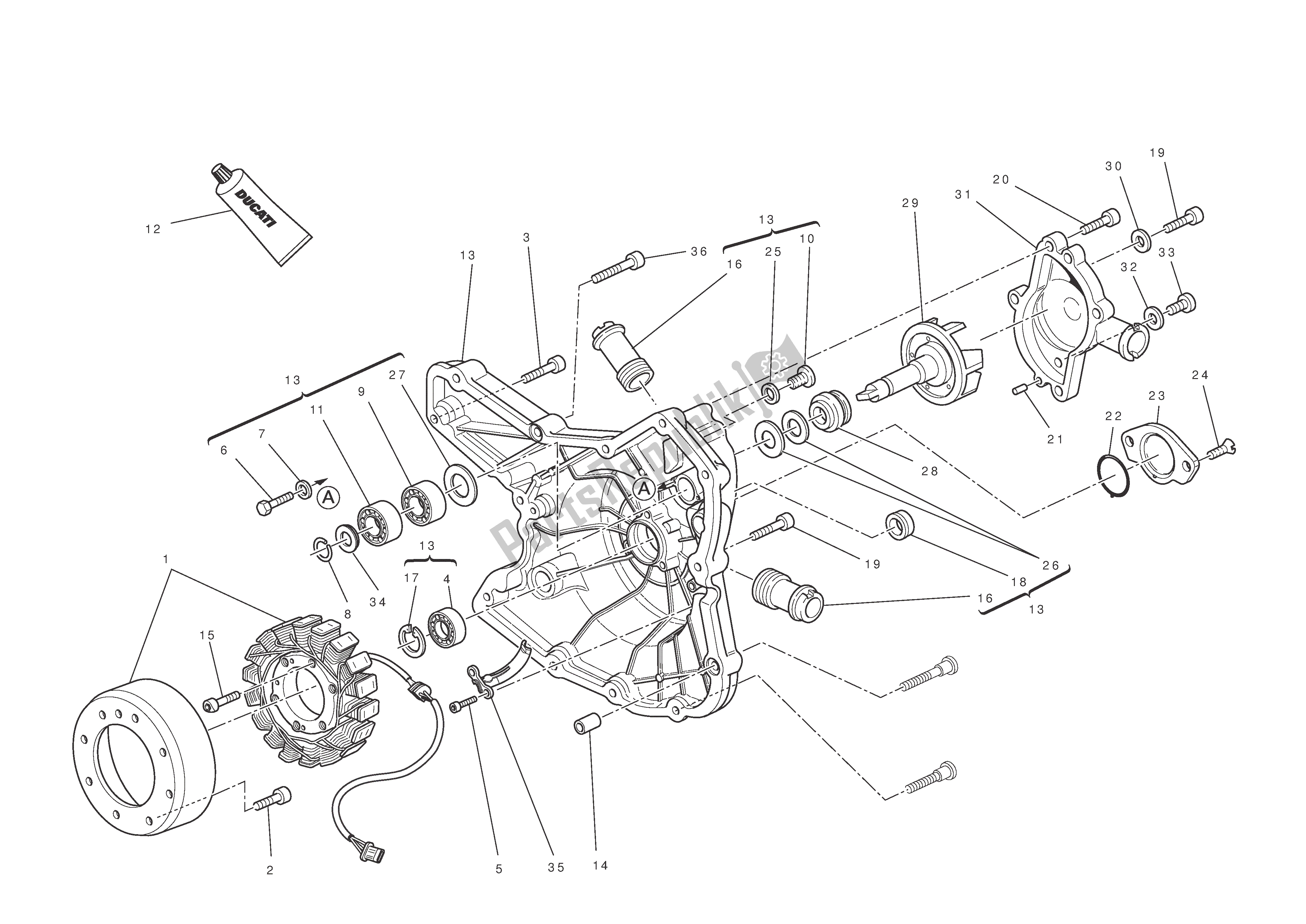 Todas las partes para Tapa Del Cárter Del Lado De La Bomba De Agua de Ducati Streetfighter S 1100 2010