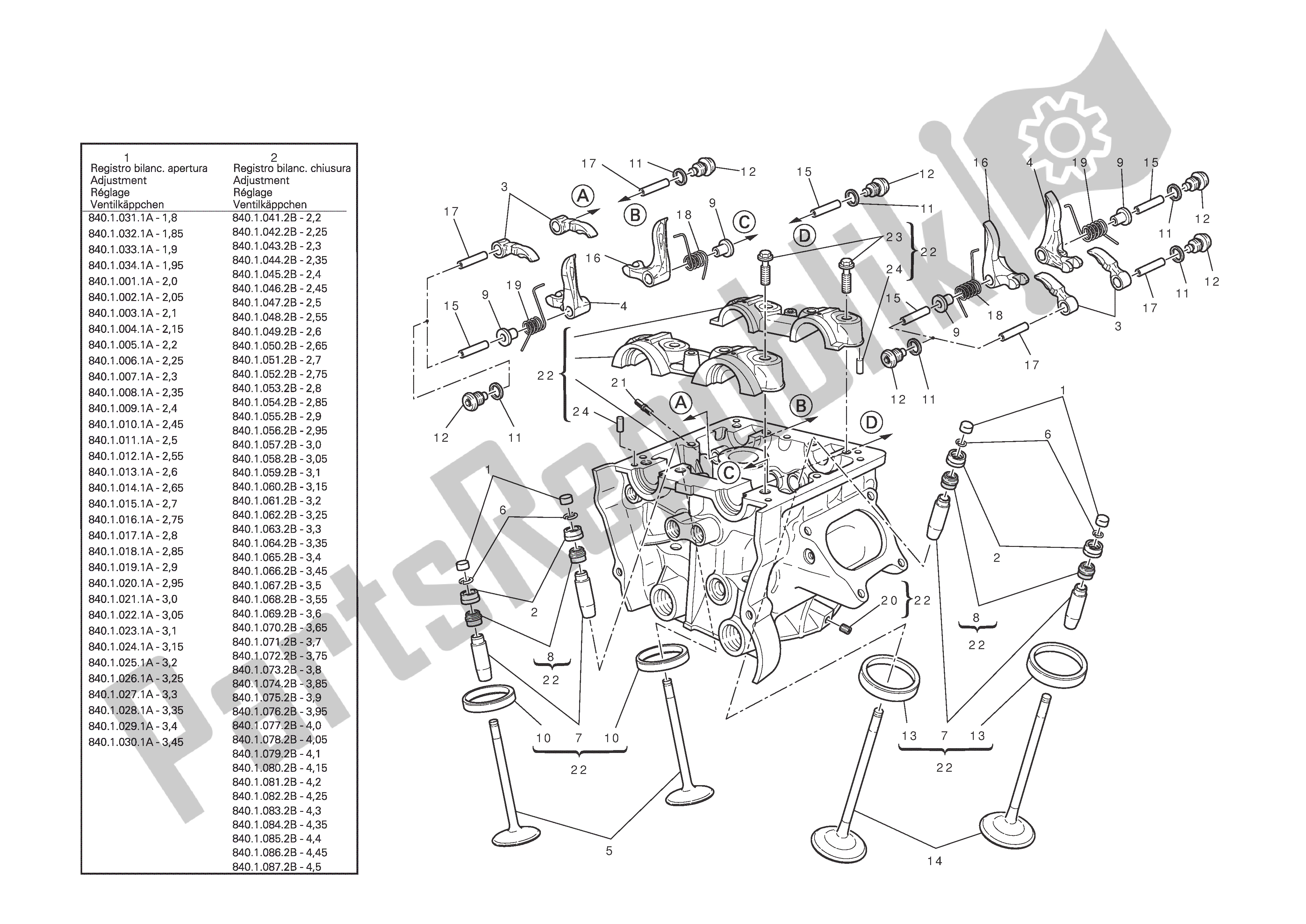 Todas las partes para Culata Vertical de Ducati Streetfighter S 1100 2010