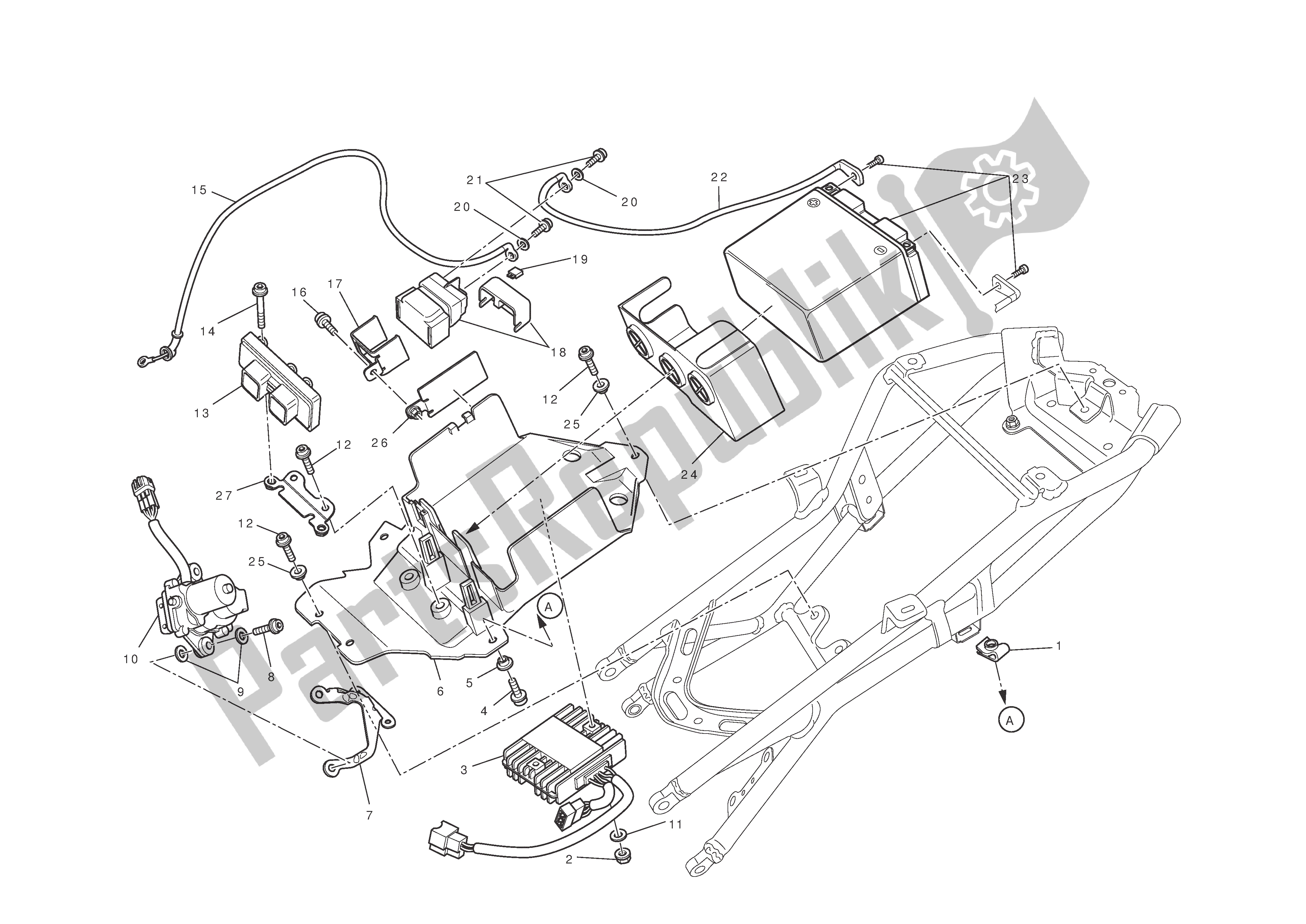 Tutte le parti per il Supporto Batteria del Ducati Streetfighter S 1100 2010