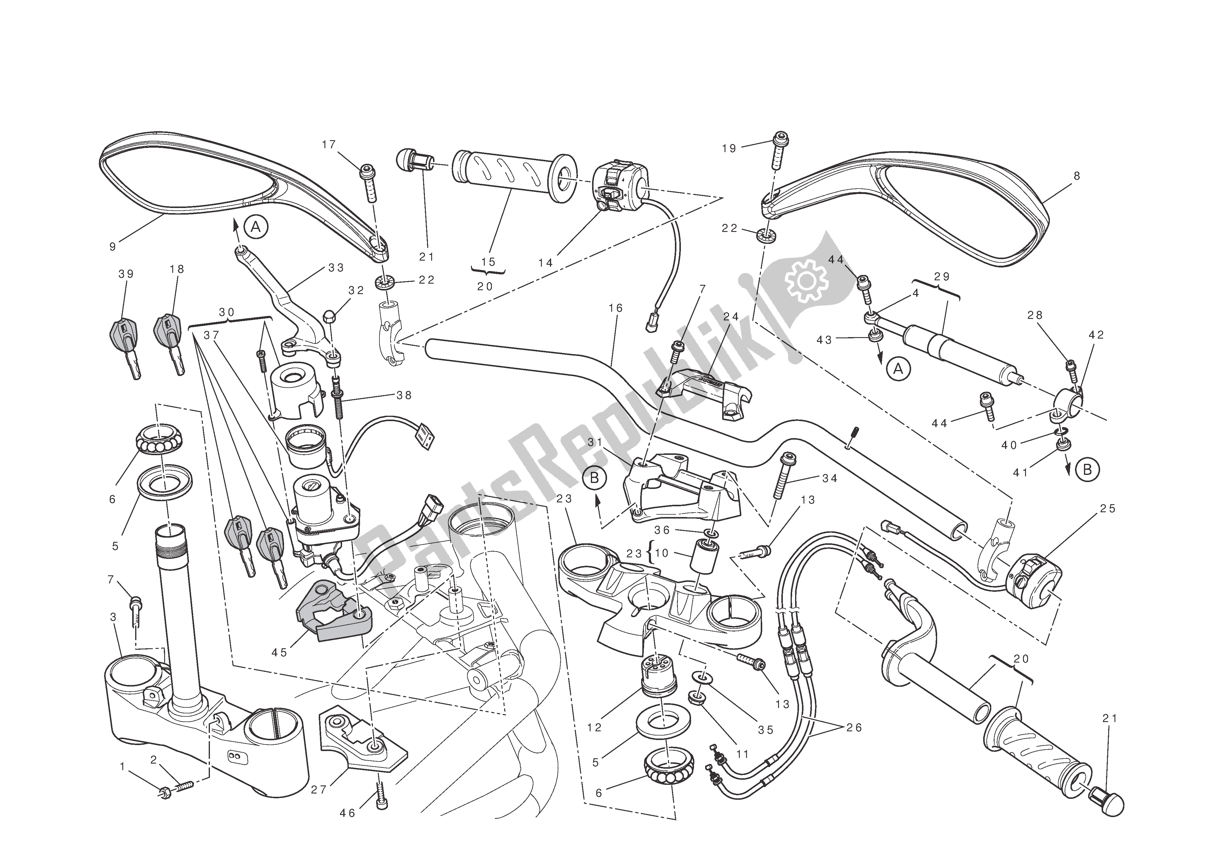 Alle onderdelen voor de Stuur En Bedieningselementen van de Ducati Streetfighter S 1100 2010