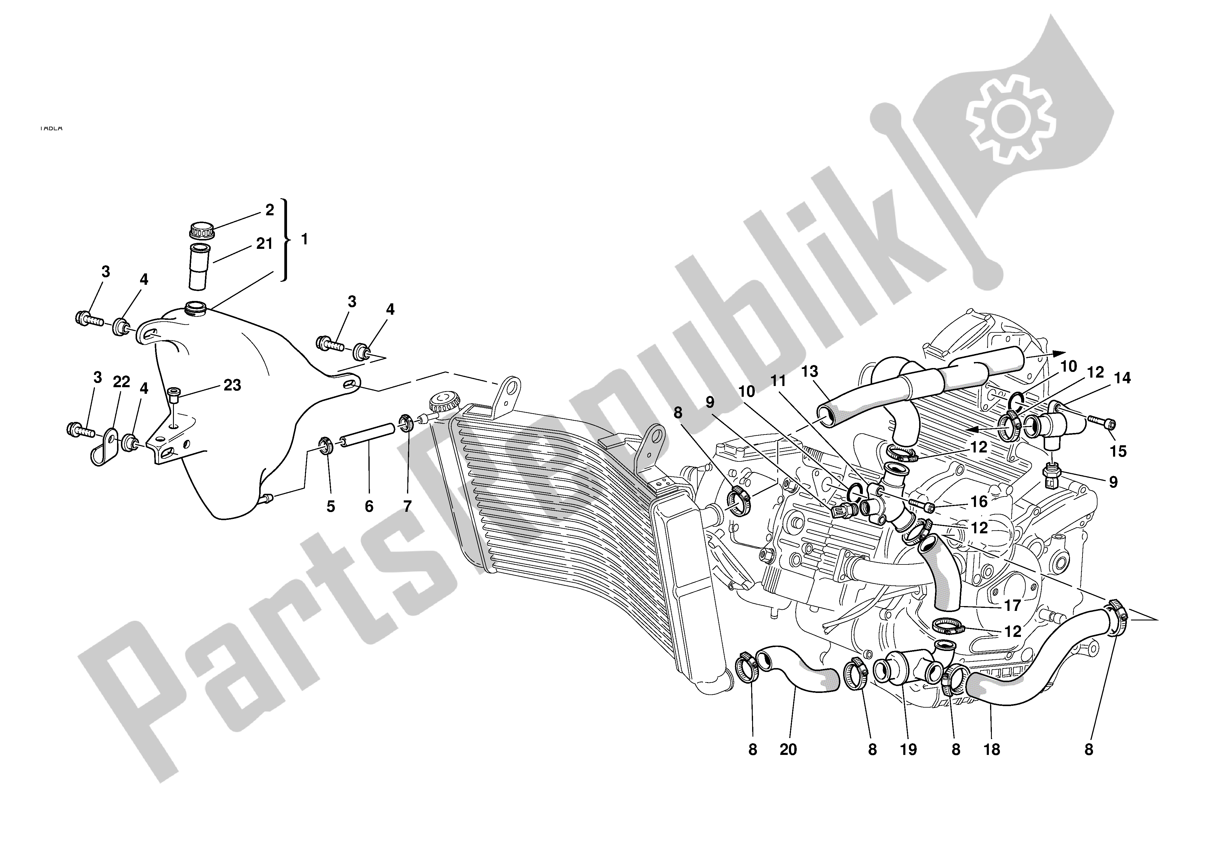 Tutte le parti per il Circuito Di Raffreddamento del Ducati Sporttouring 2 944 2001