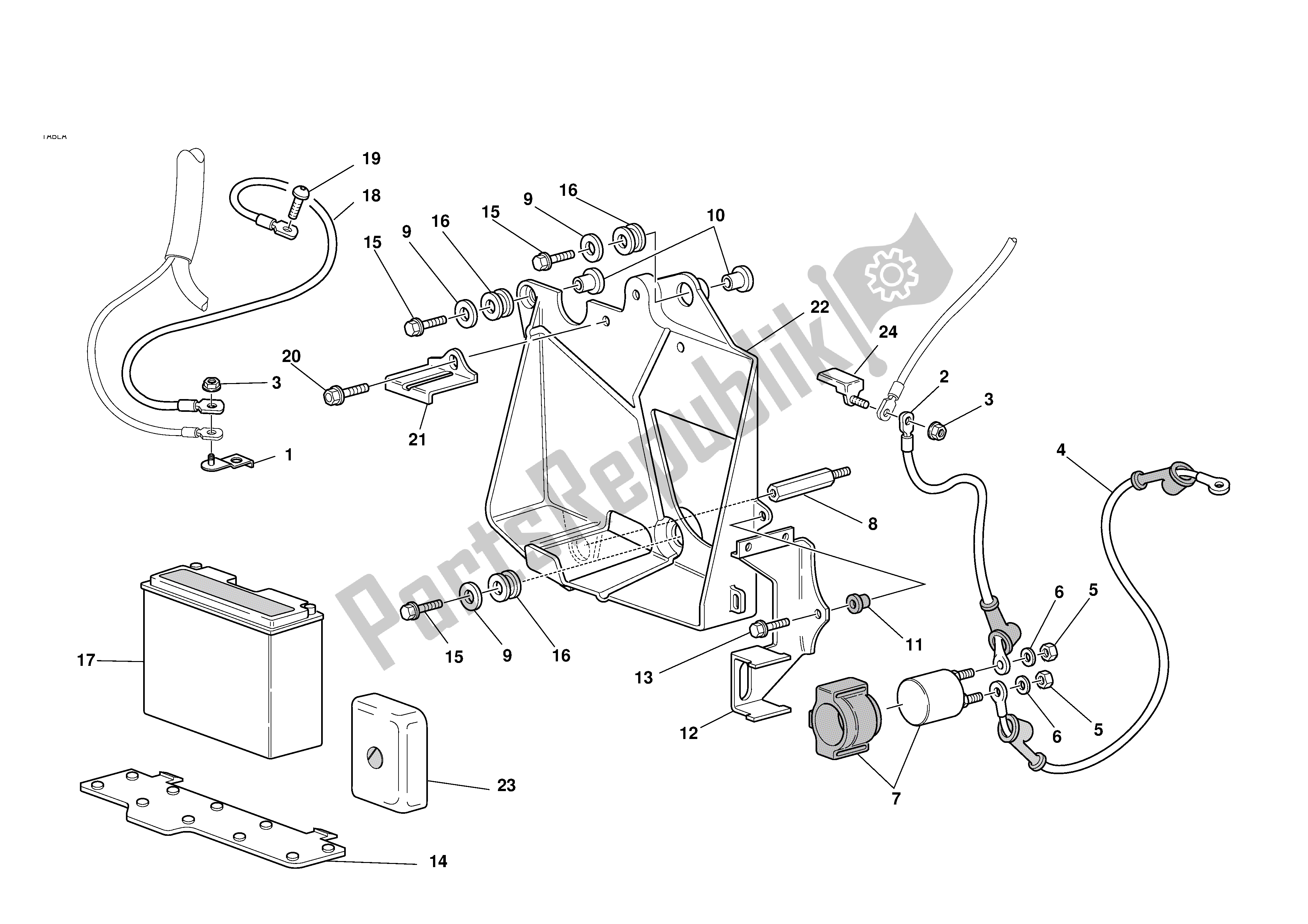 Tutte le parti per il Montaggio Scatola Batteria del Ducati Sporttouring 2 944 2001