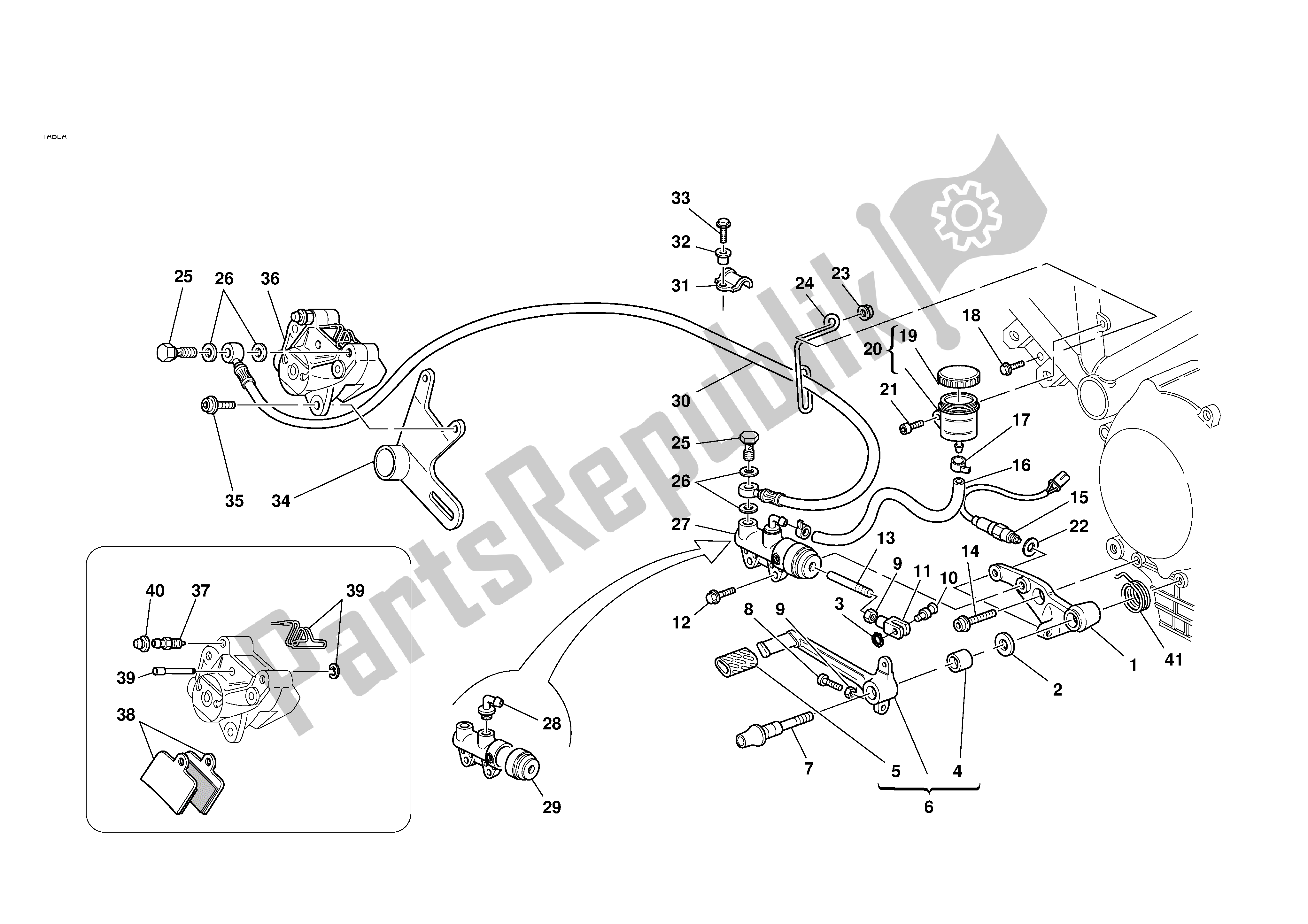 Tutte le parti per il Freno Idraulico Posteriore del Ducati Sporttouring 2 944 2001