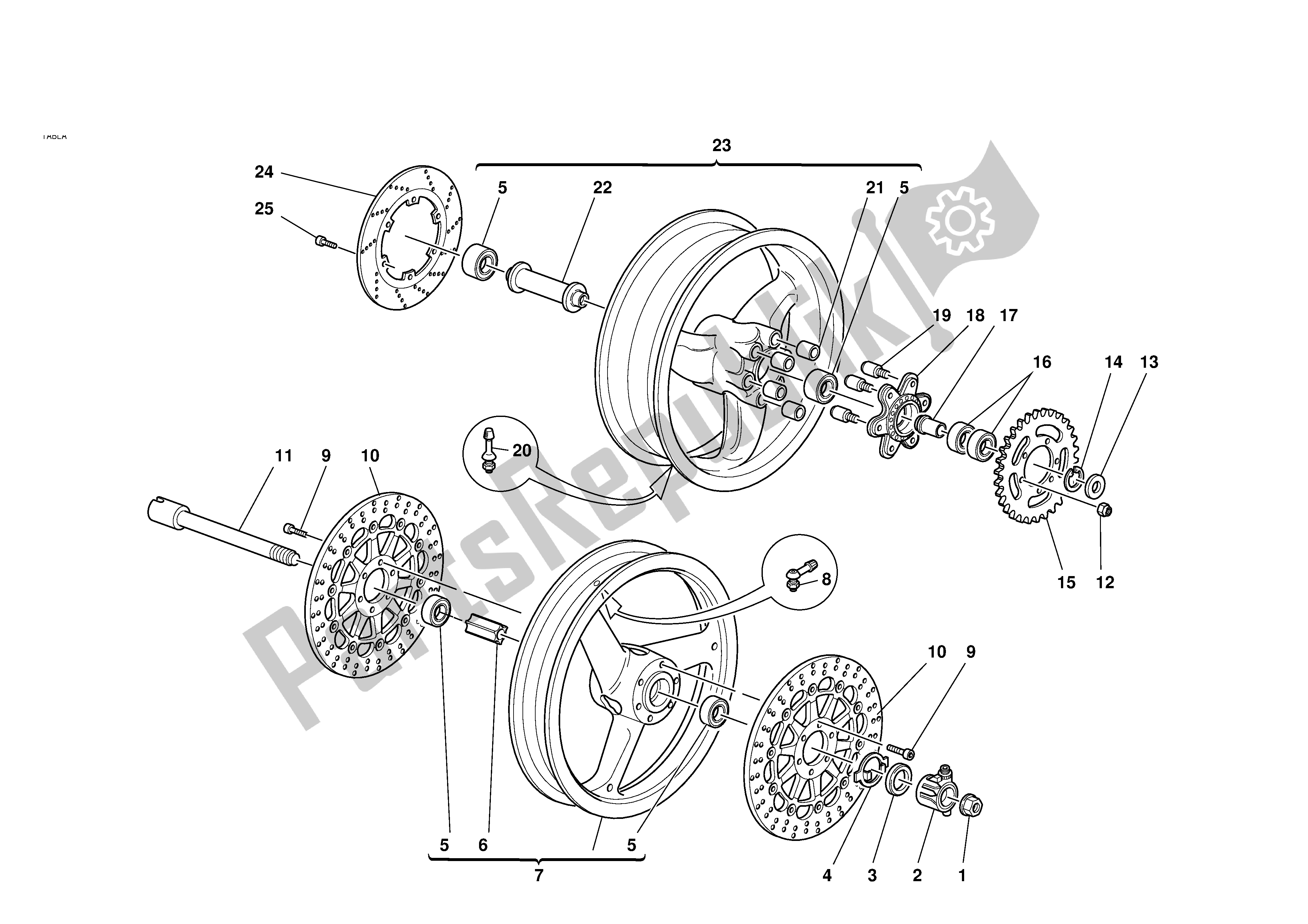 Tutte le parti per il Ruote del Ducati Sporttouring 2 944 2001