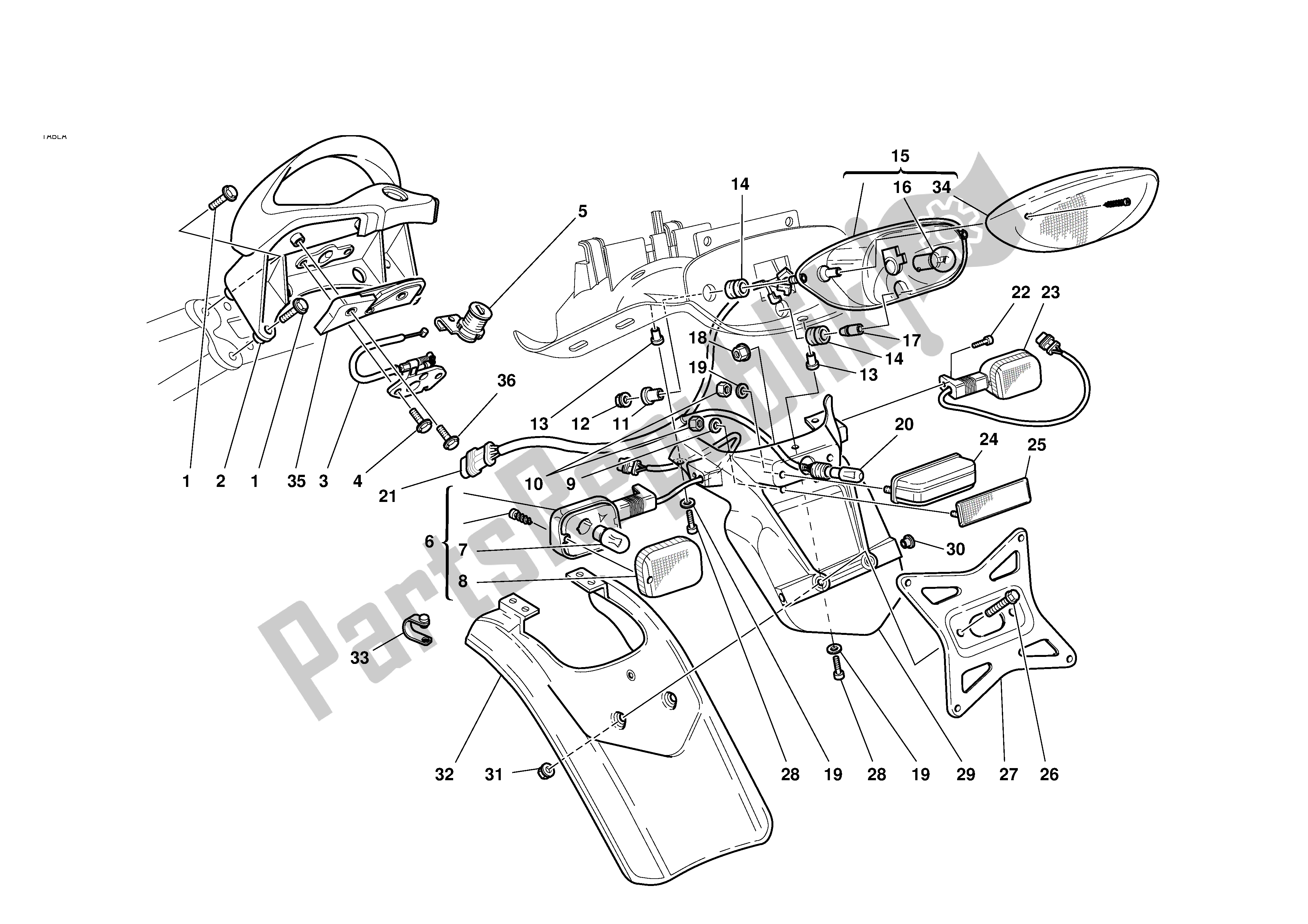 Tutte le parti per il Porta Targa del Ducati Sporttouring 2 944 2001