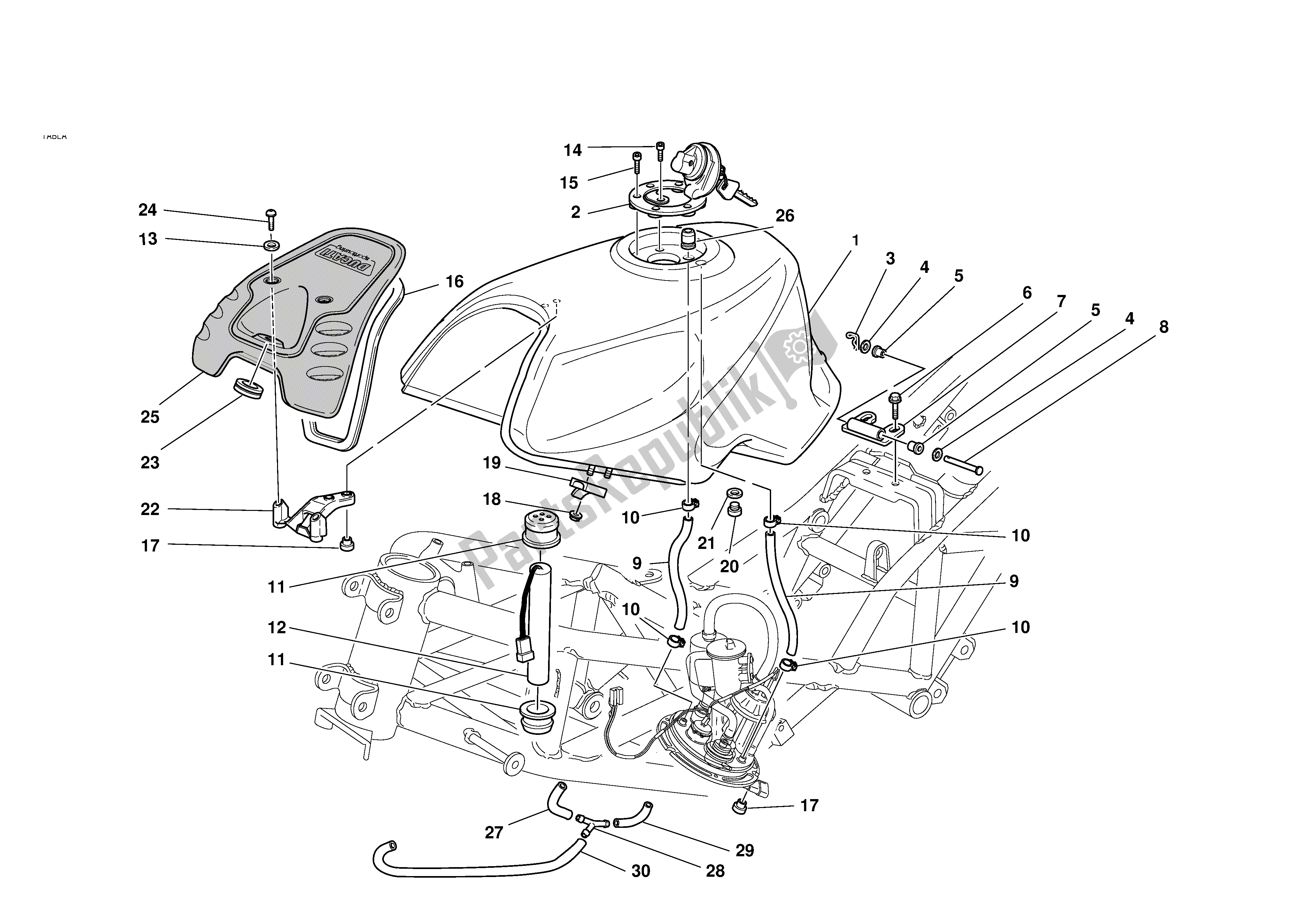 Tutte le parti per il Serbatoio Di Carburante del Ducati Sporttouring 2 944 2001