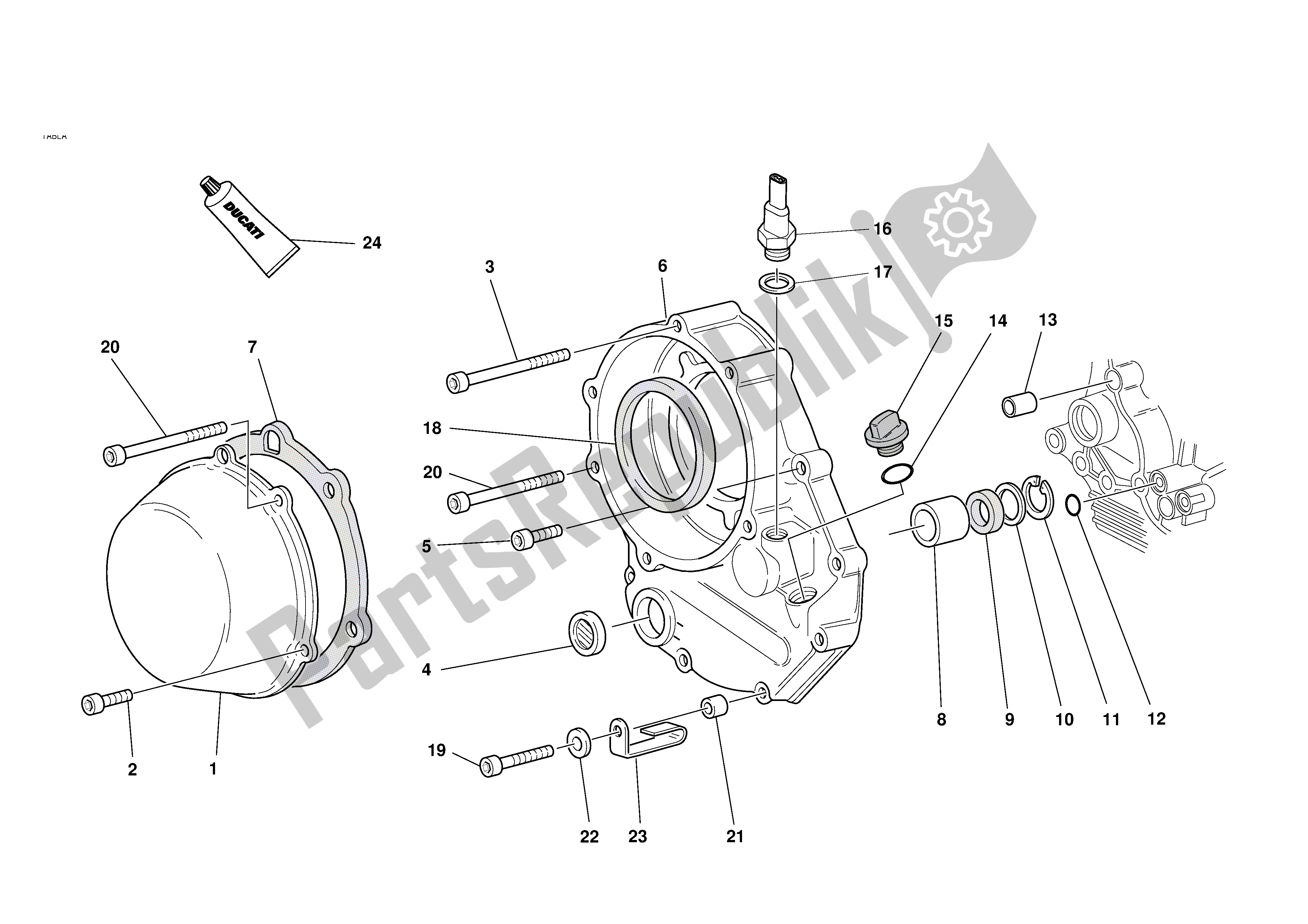 Alle onderdelen voor de Koppelingsdeksel van de Ducati Sporttouring 2 944 2001