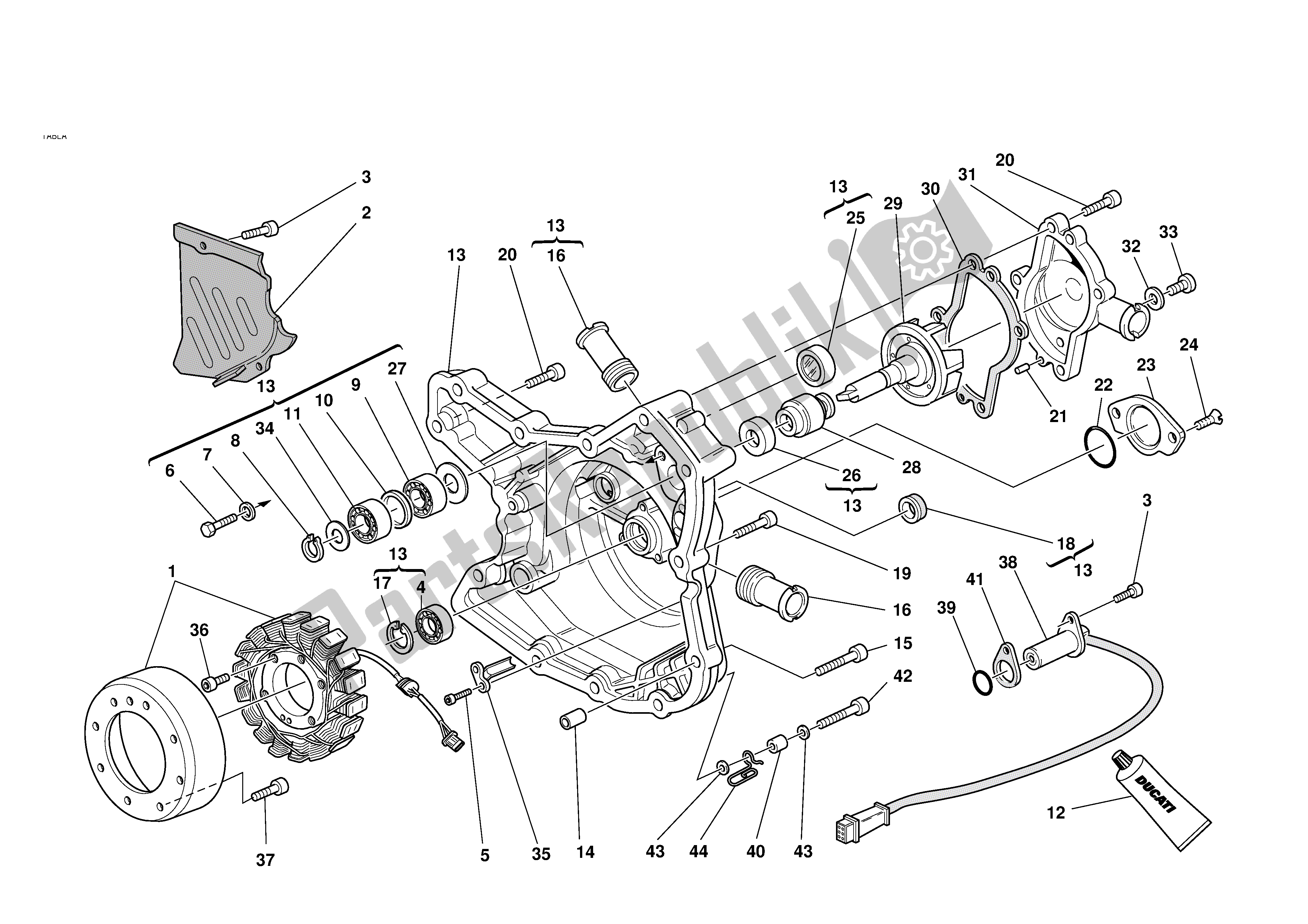 Tutte le parti per il Pompa Dell'acqua - Coperchio Dell'alternatore del Ducati Sporttouring 2 944 2001