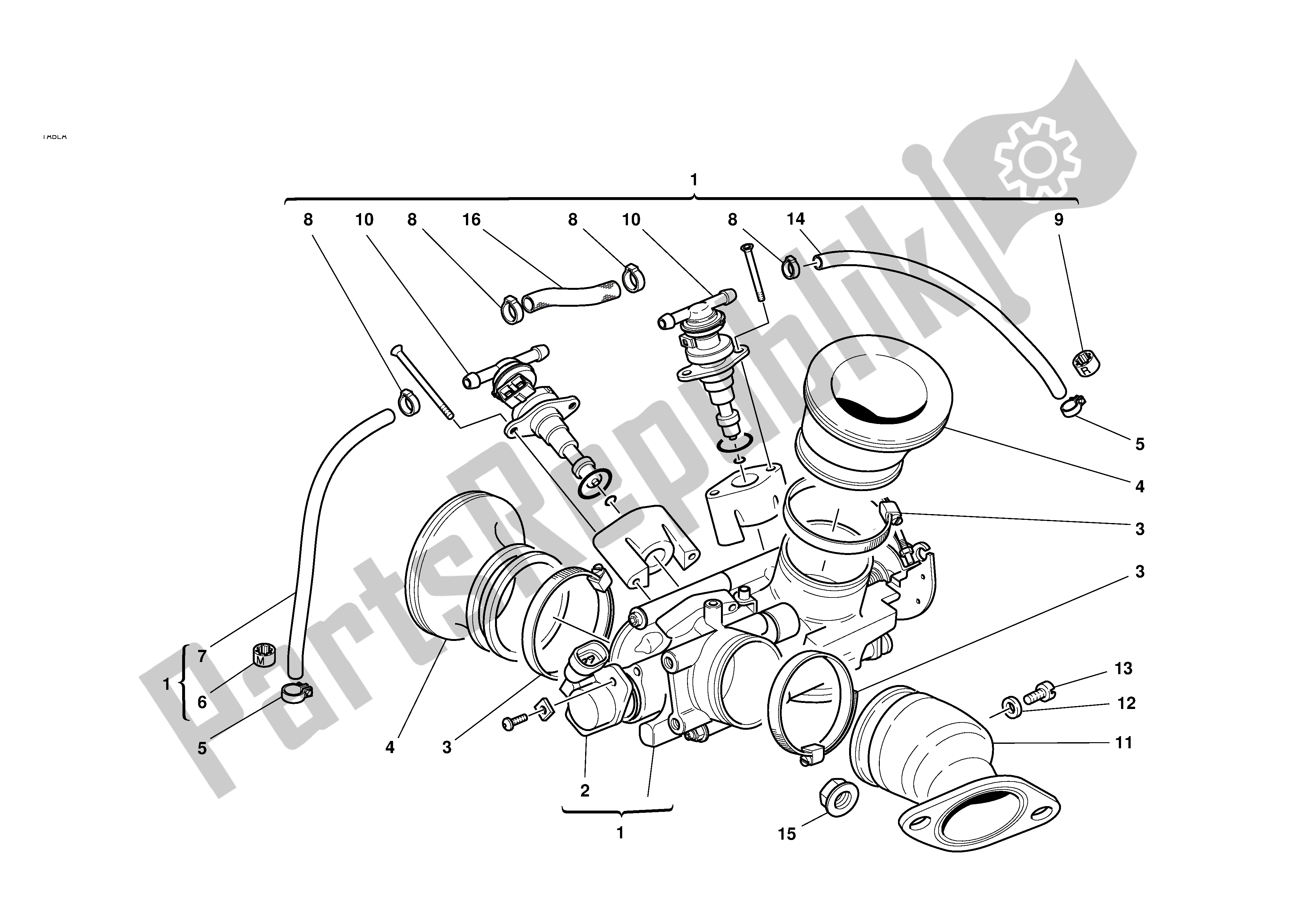 Tutte le parti per il Corpo Farfallato del Ducati Sporttouring 2 944 2001