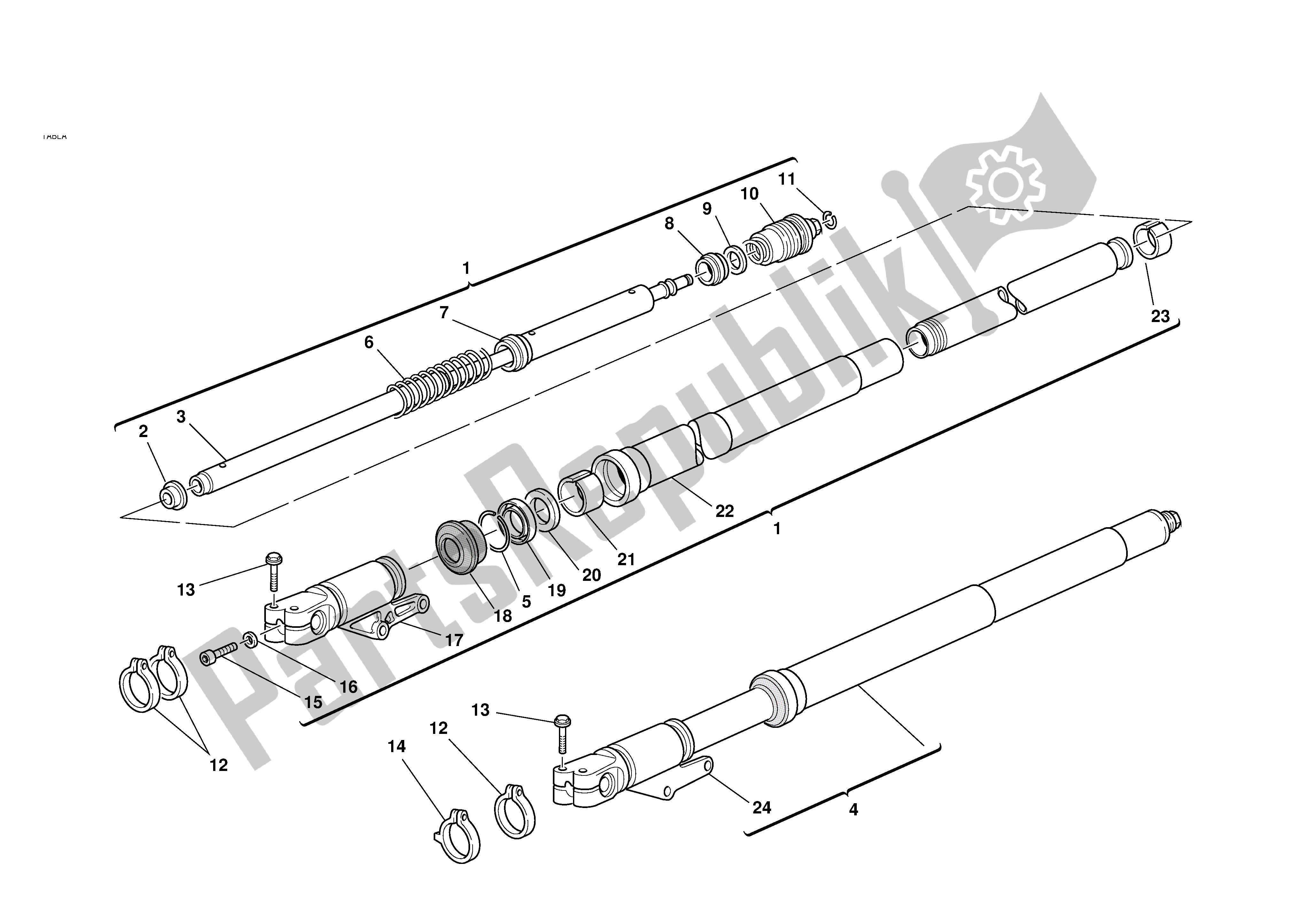 Todas as partes de Garfo Dianteiro do Ducati Sporttouring 2 944 2001