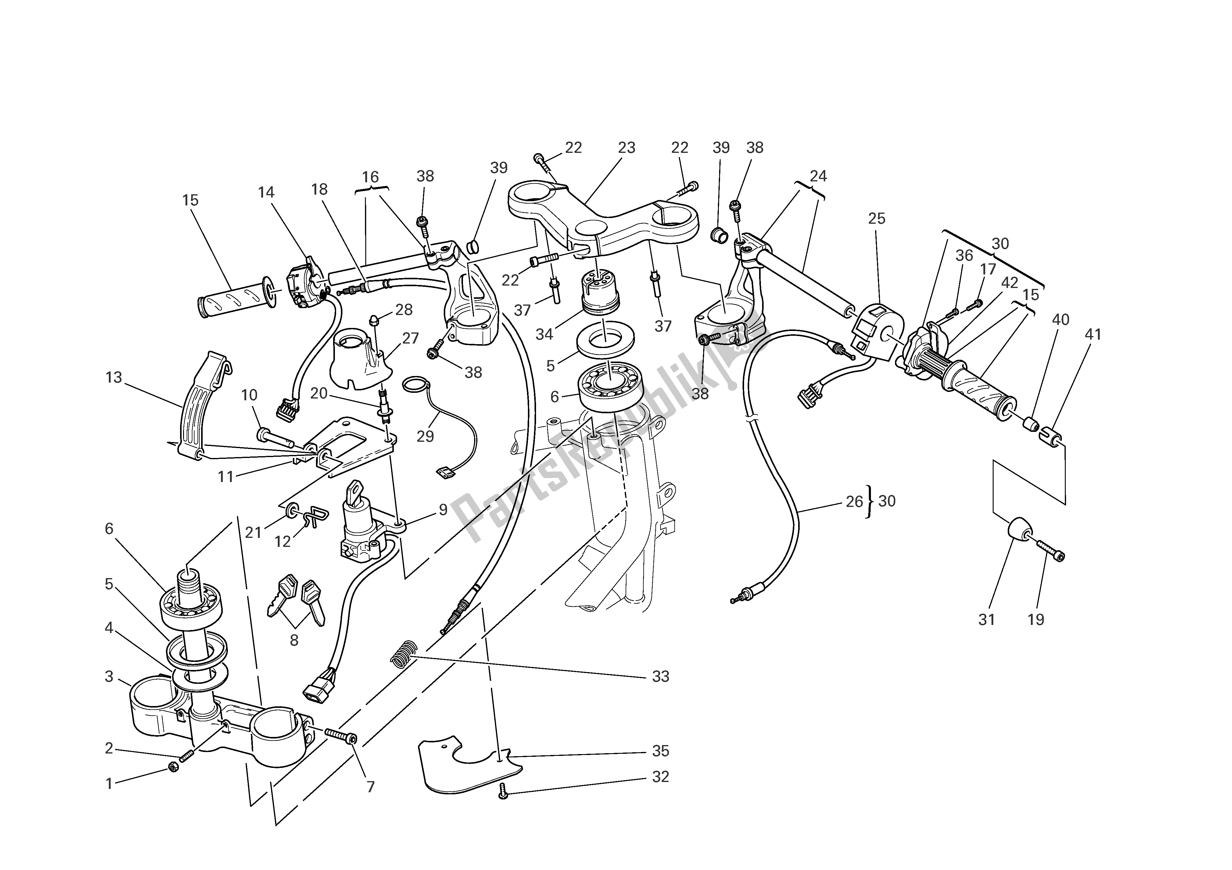 Tutte le parti per il Mezzo Manubrio E Comandi del Ducati Sporttouring 3 1000 2004