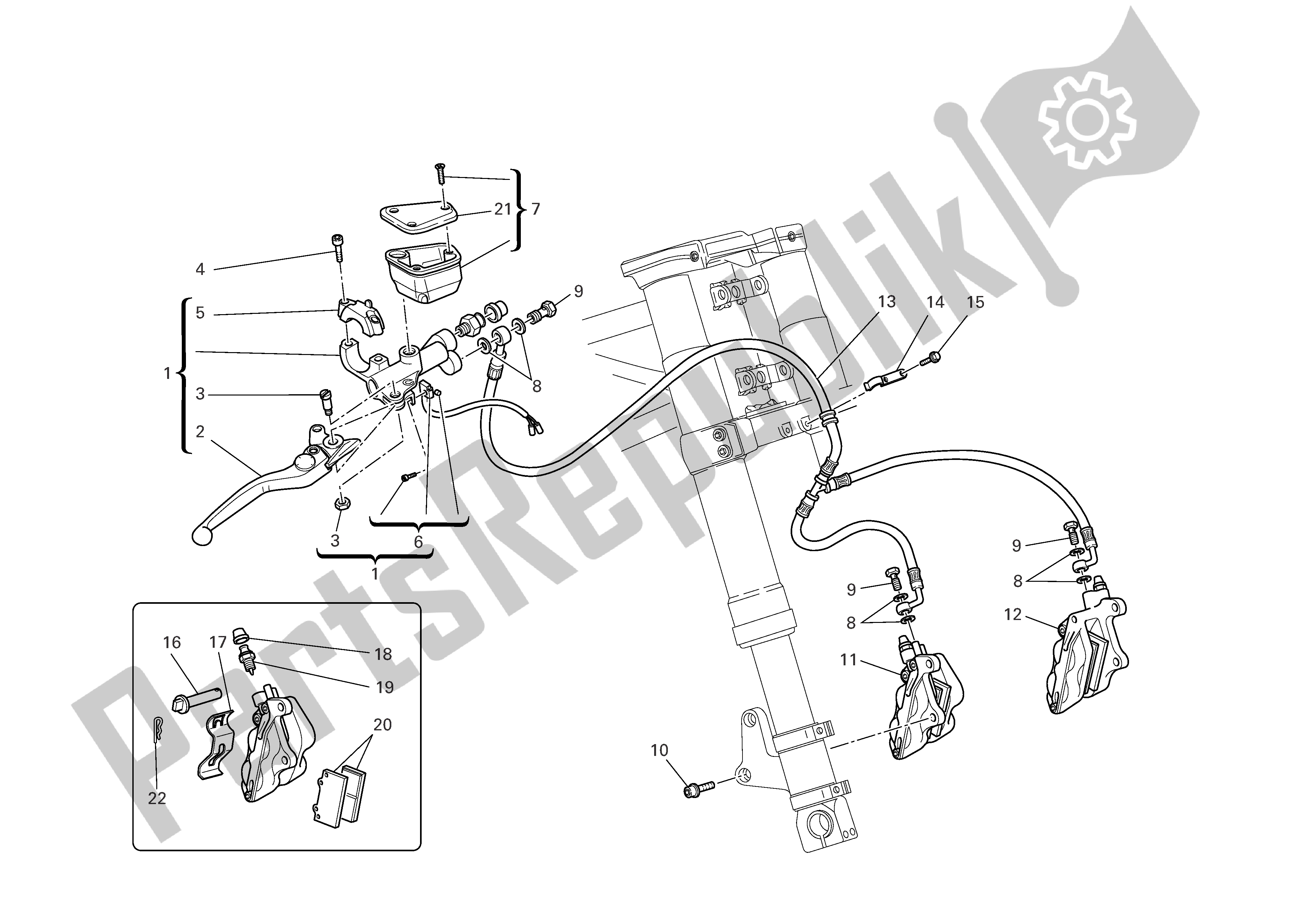 Todas las partes para Freno Hidráulico Delantero de Ducati Sporttouring 3 1000 2004