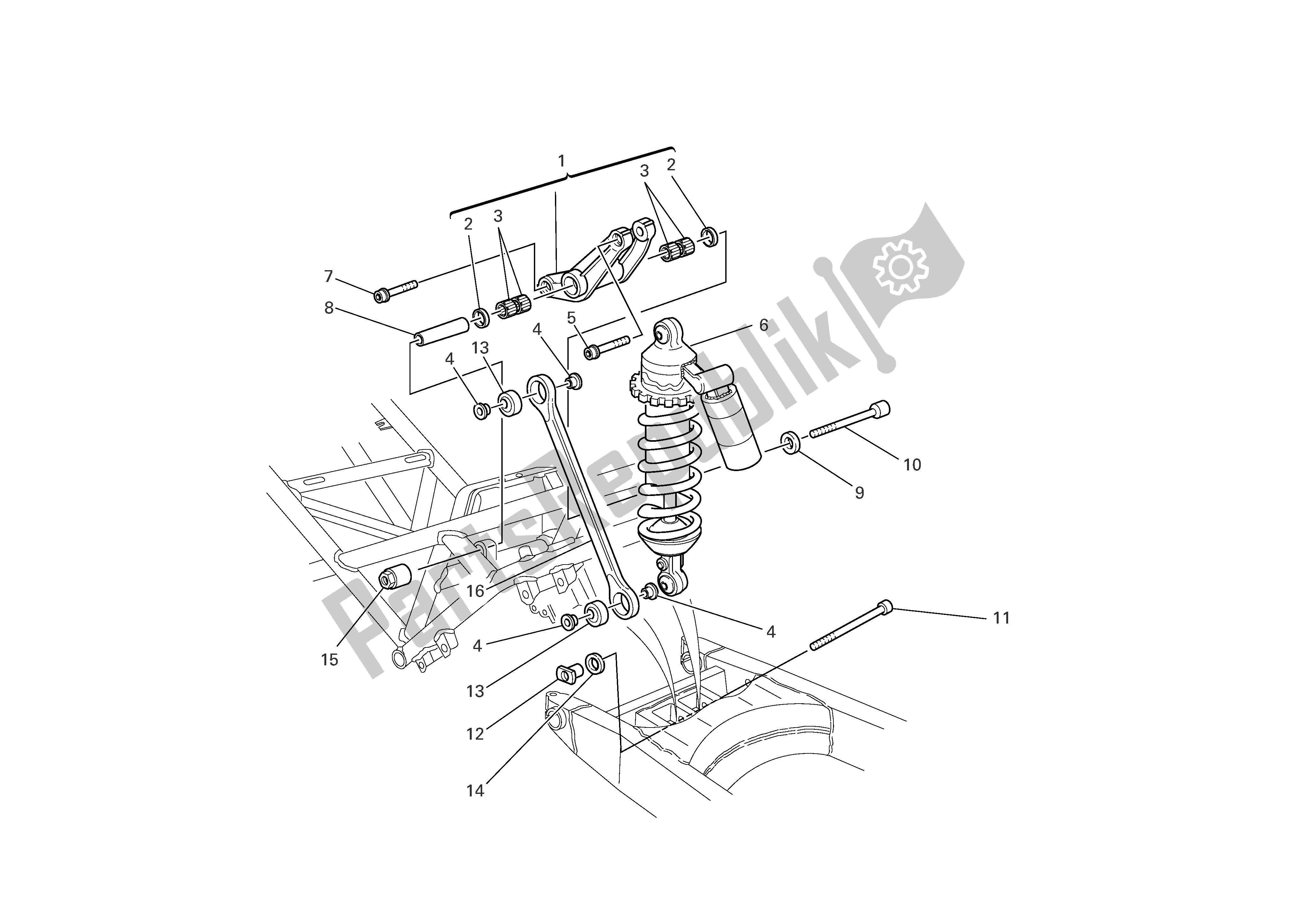 Todas las partes para Suspensión Trasera de Ducati Sporttouring 3 1000 2004