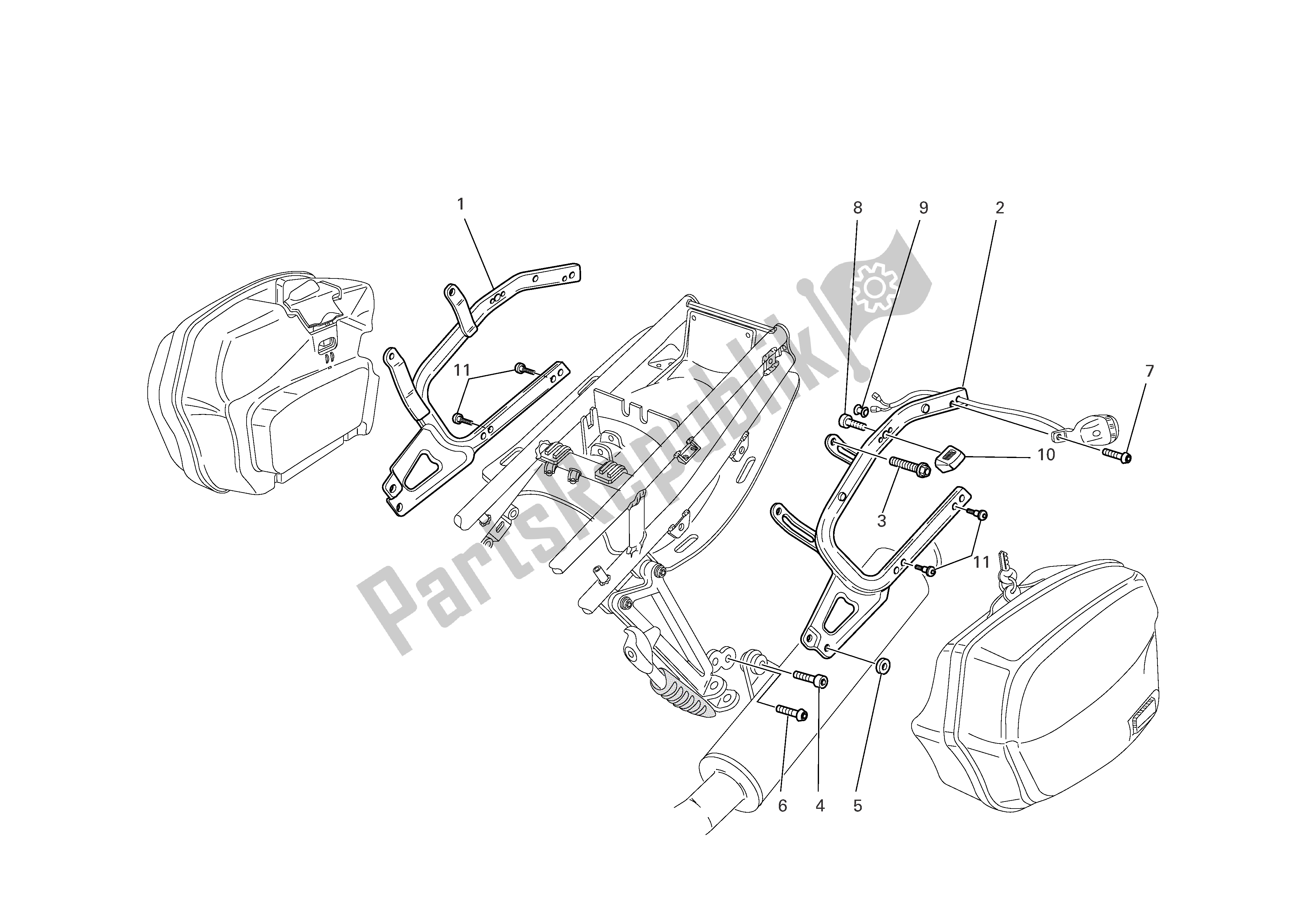 Todas las partes para Alforjas Sujeta de Ducati Sporttouring 3 1000 2004