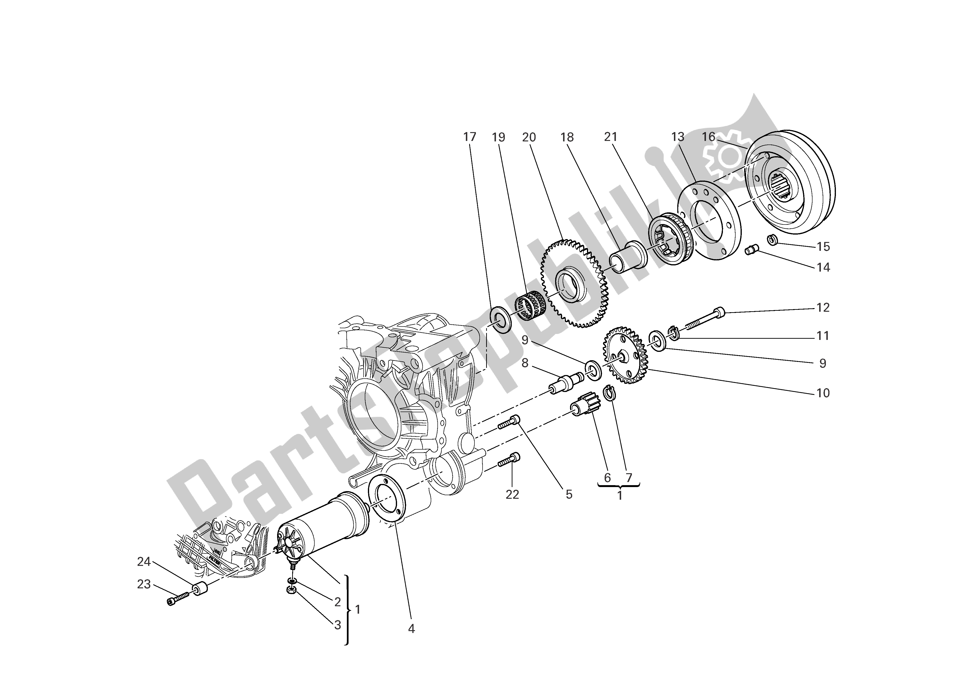 Alle onderdelen voor de Elektrische Starter Andignition van de Ducati Sporttouring 3 1000 2004