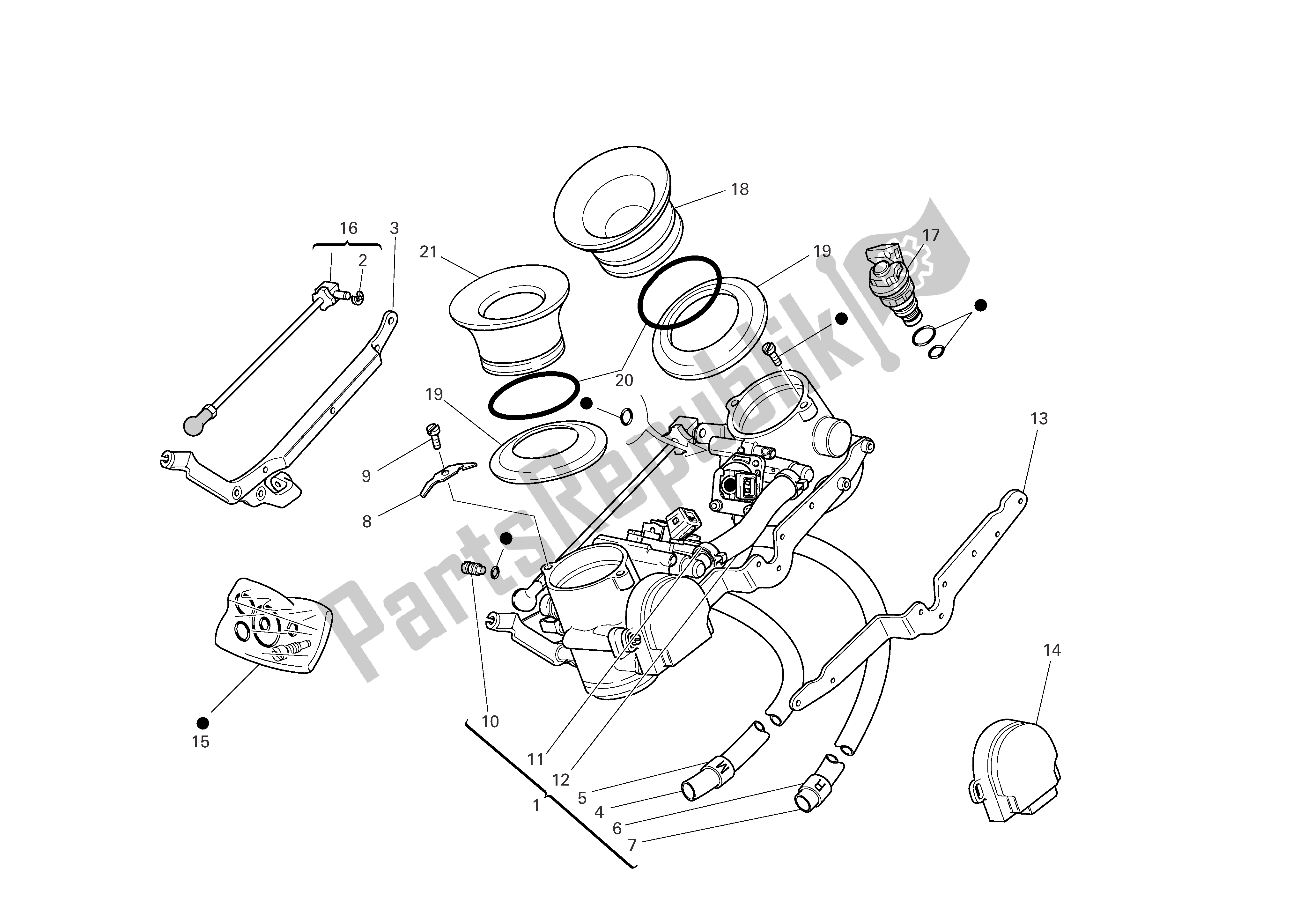 Alle onderdelen voor de Gasklephuis van de Ducati Sporttouring 3 1000 2004